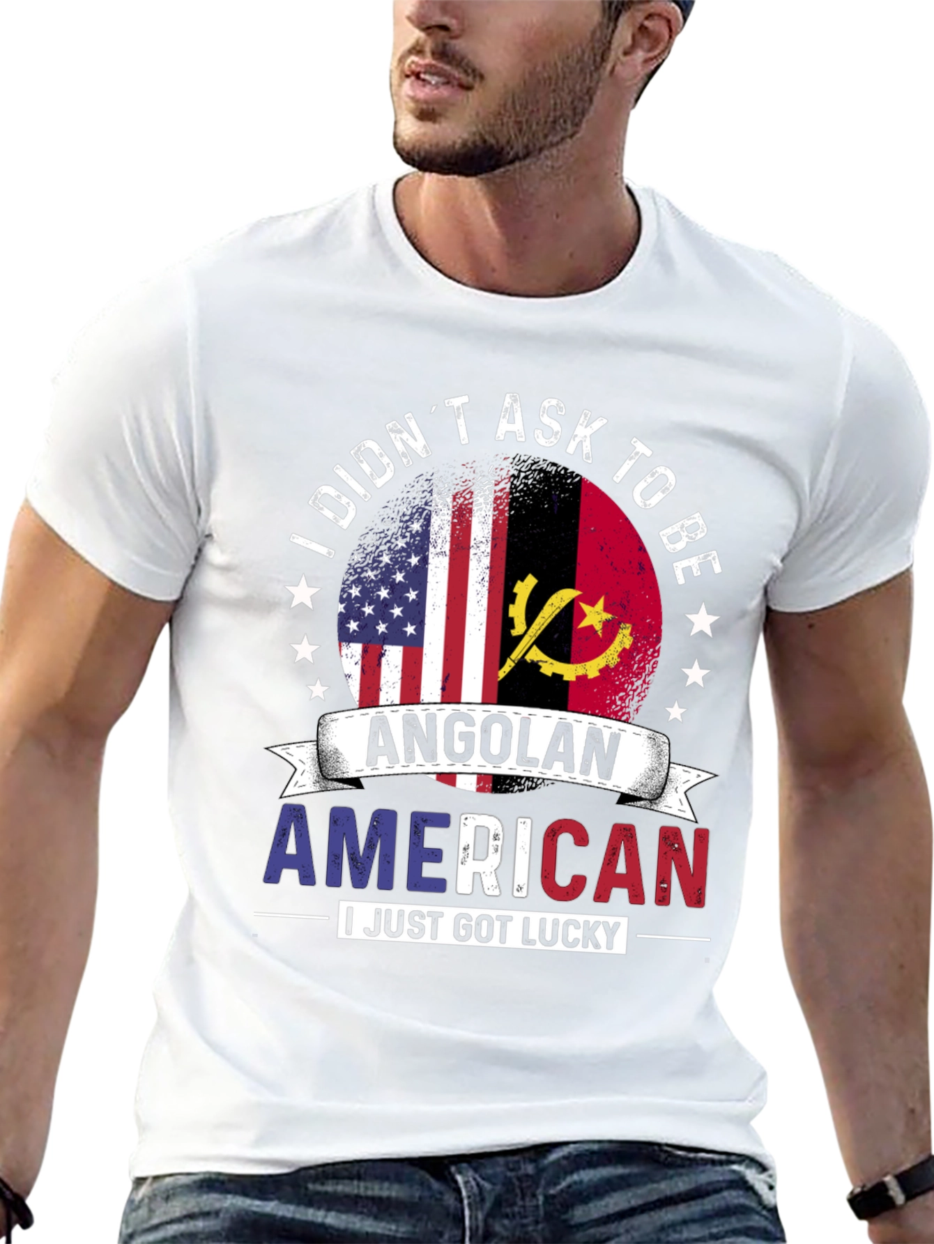 Angolan American T-Shirt - I Just Got Lucky!