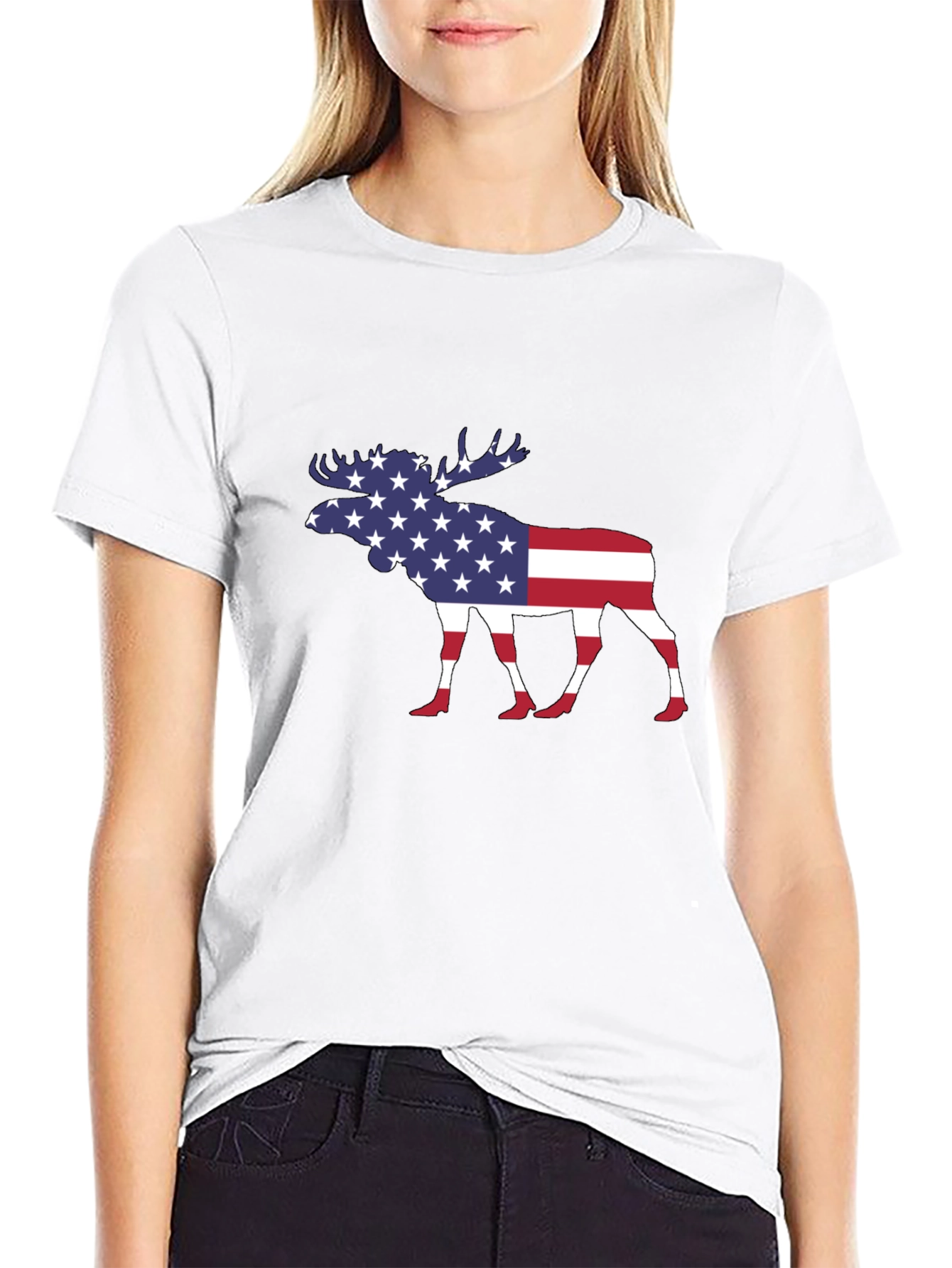 American Flag Moose Graphic T-Shirt