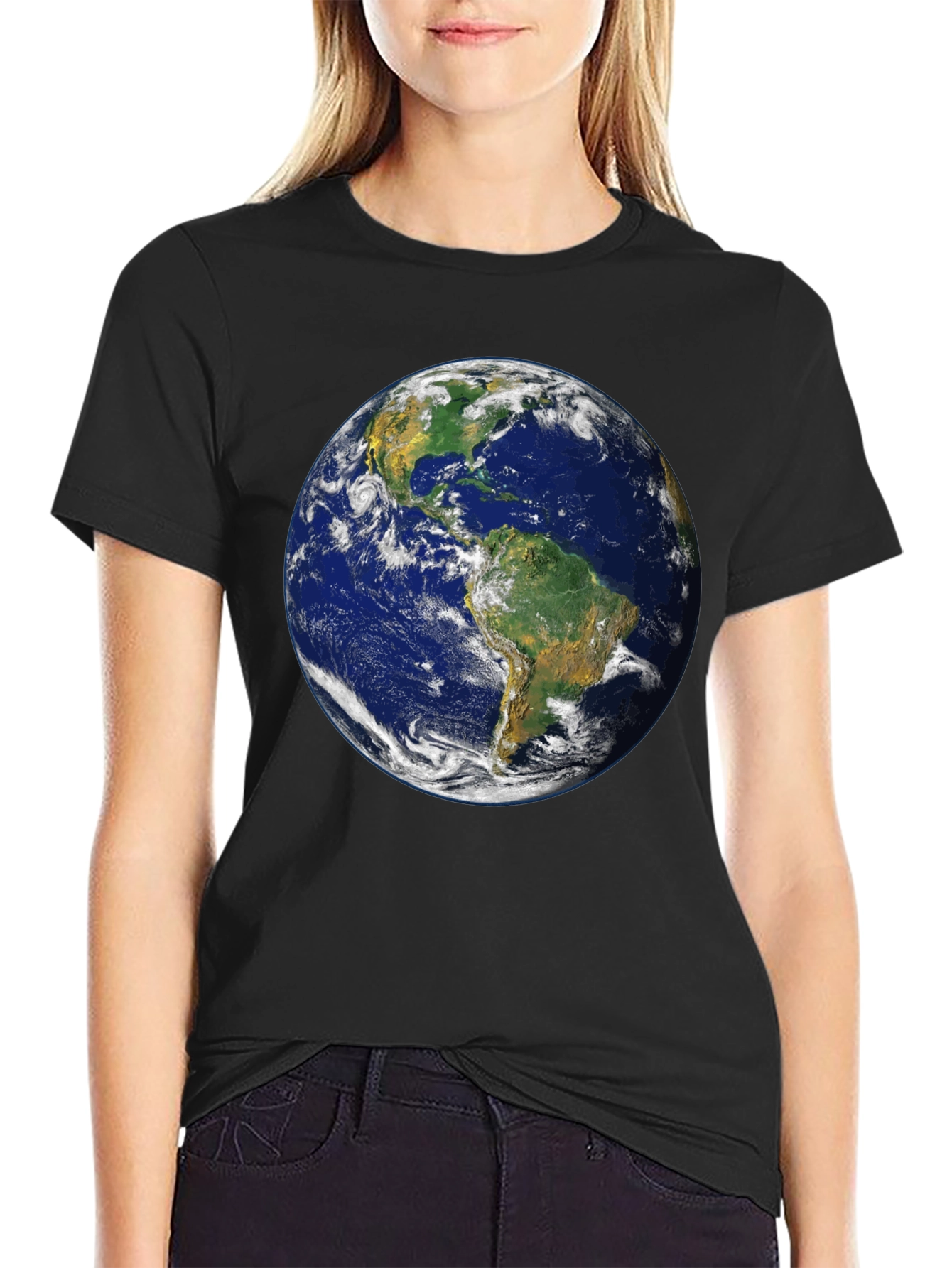 Earth Graphic Print Black T-Shirt