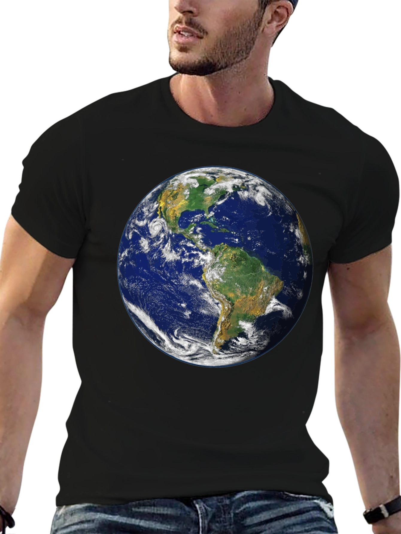 Earth Graphic Print Black T-Shirt