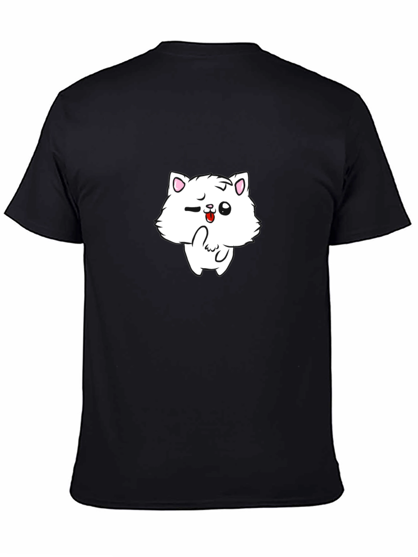 Black T-Shirt with Cat Graphic