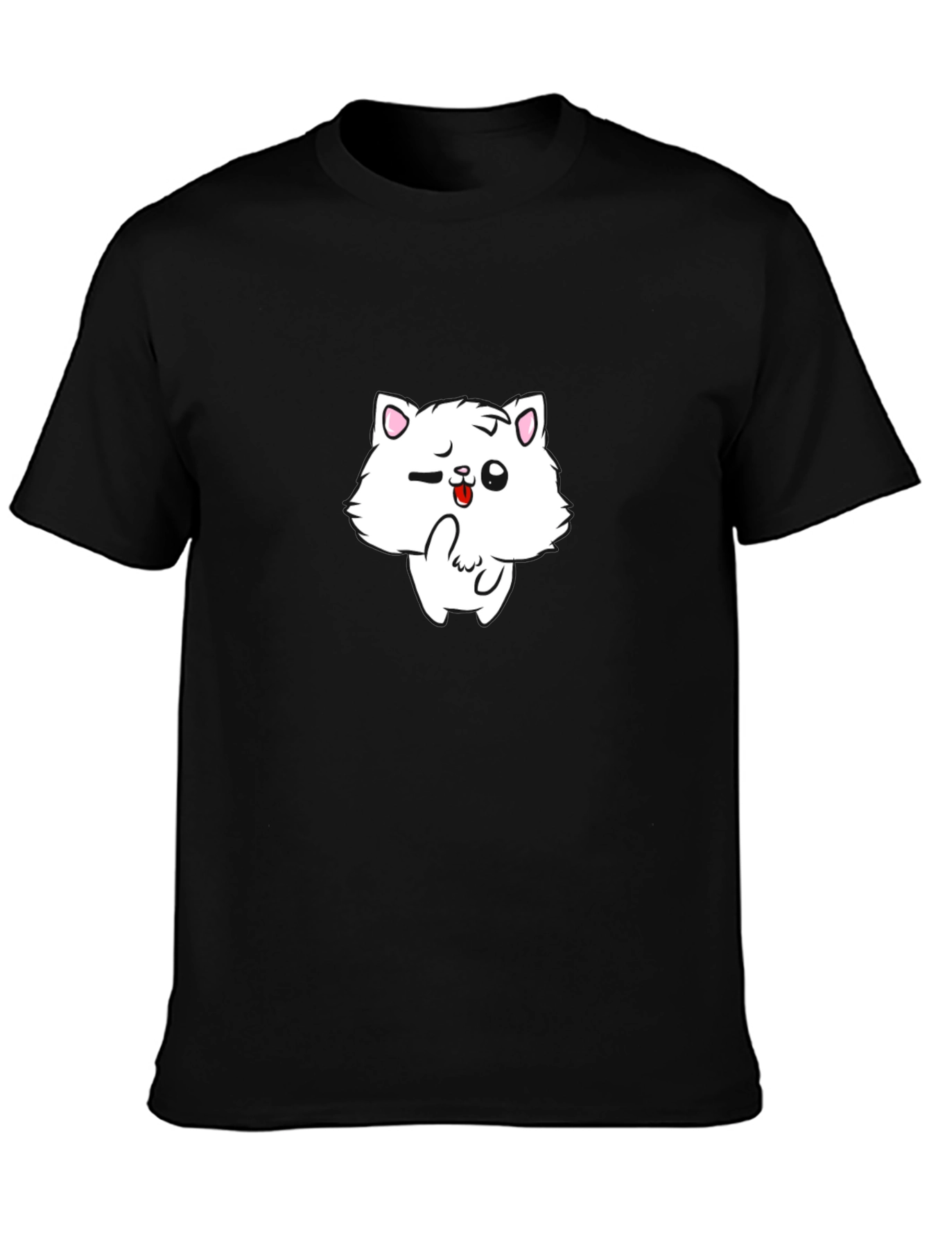 Black T-Shirt with Cat Graphic