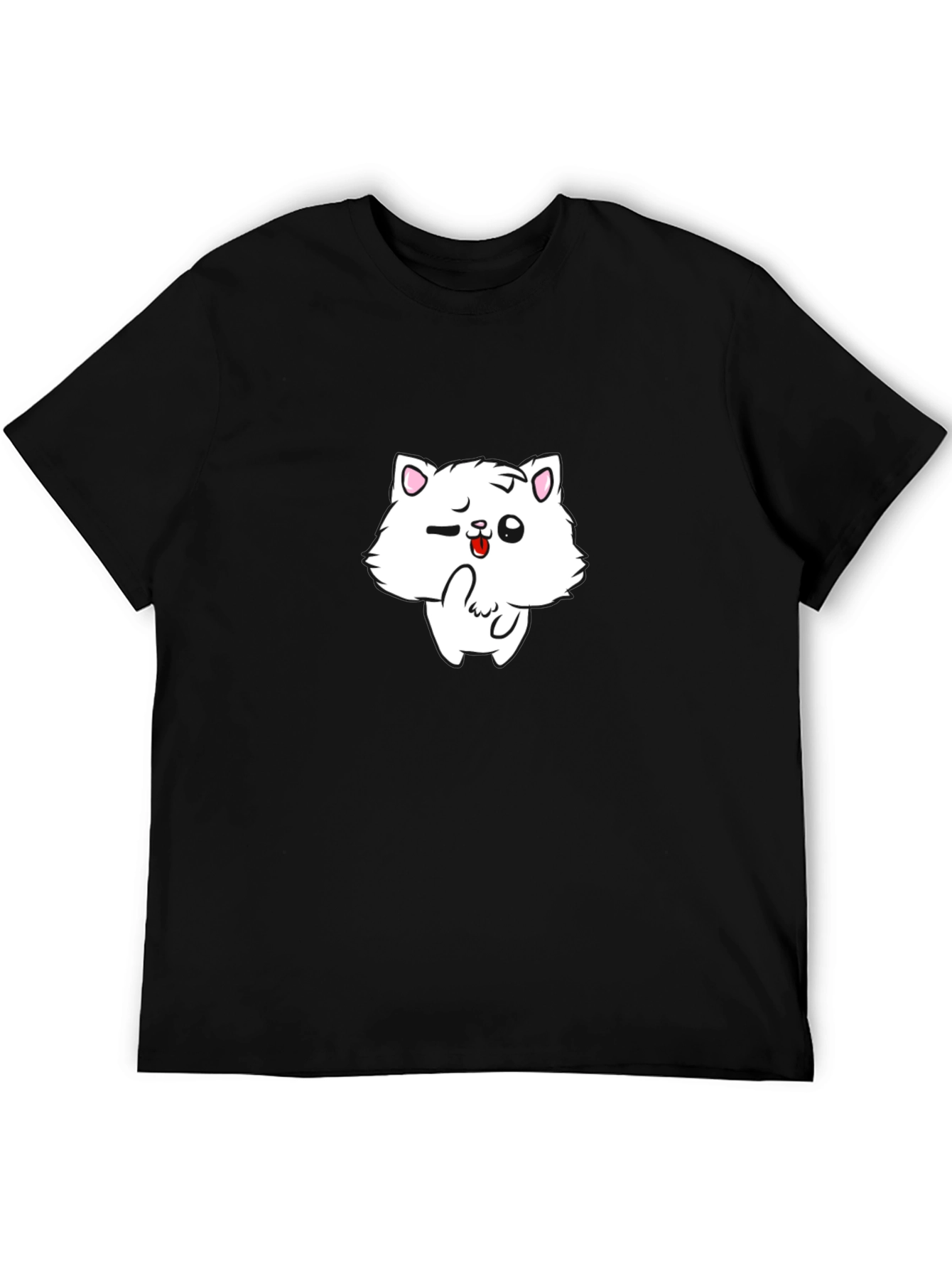 Black T-Shirt with Cat Graphic