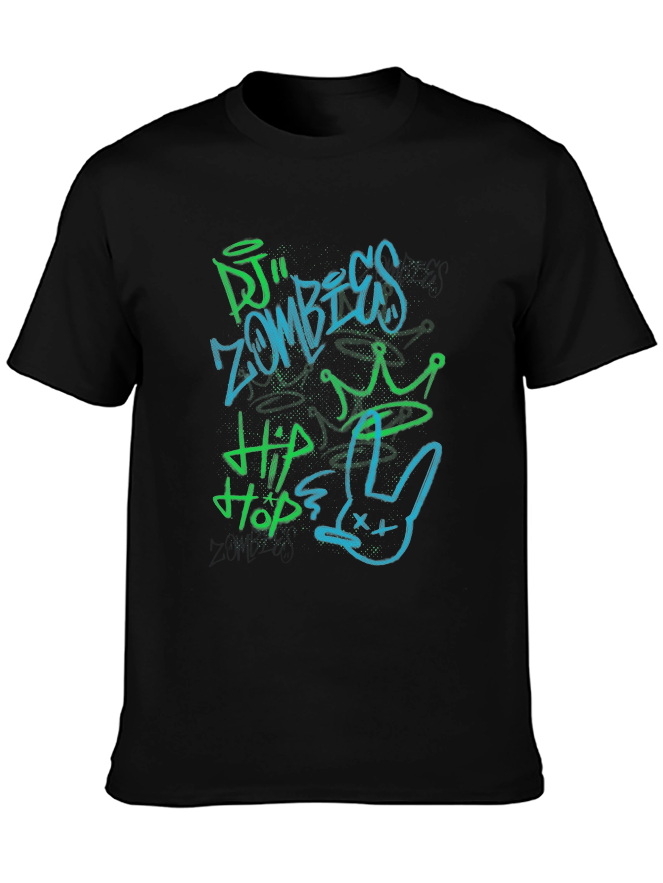 DJ Zombies Hip Hop Crown Bunny Graphic Tee