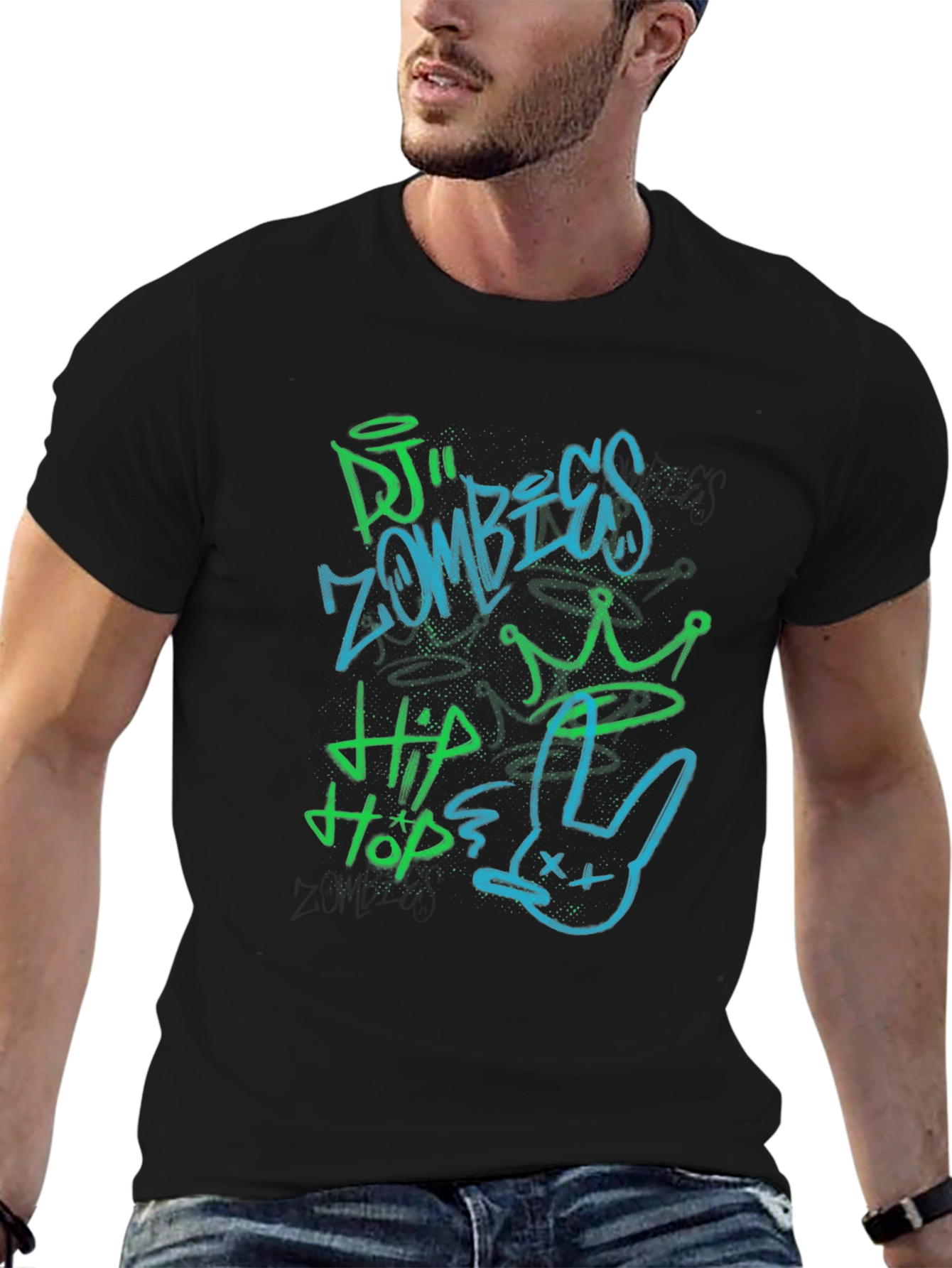 DJ Zombies Hip Hop Crown Bunny Graphic Tee