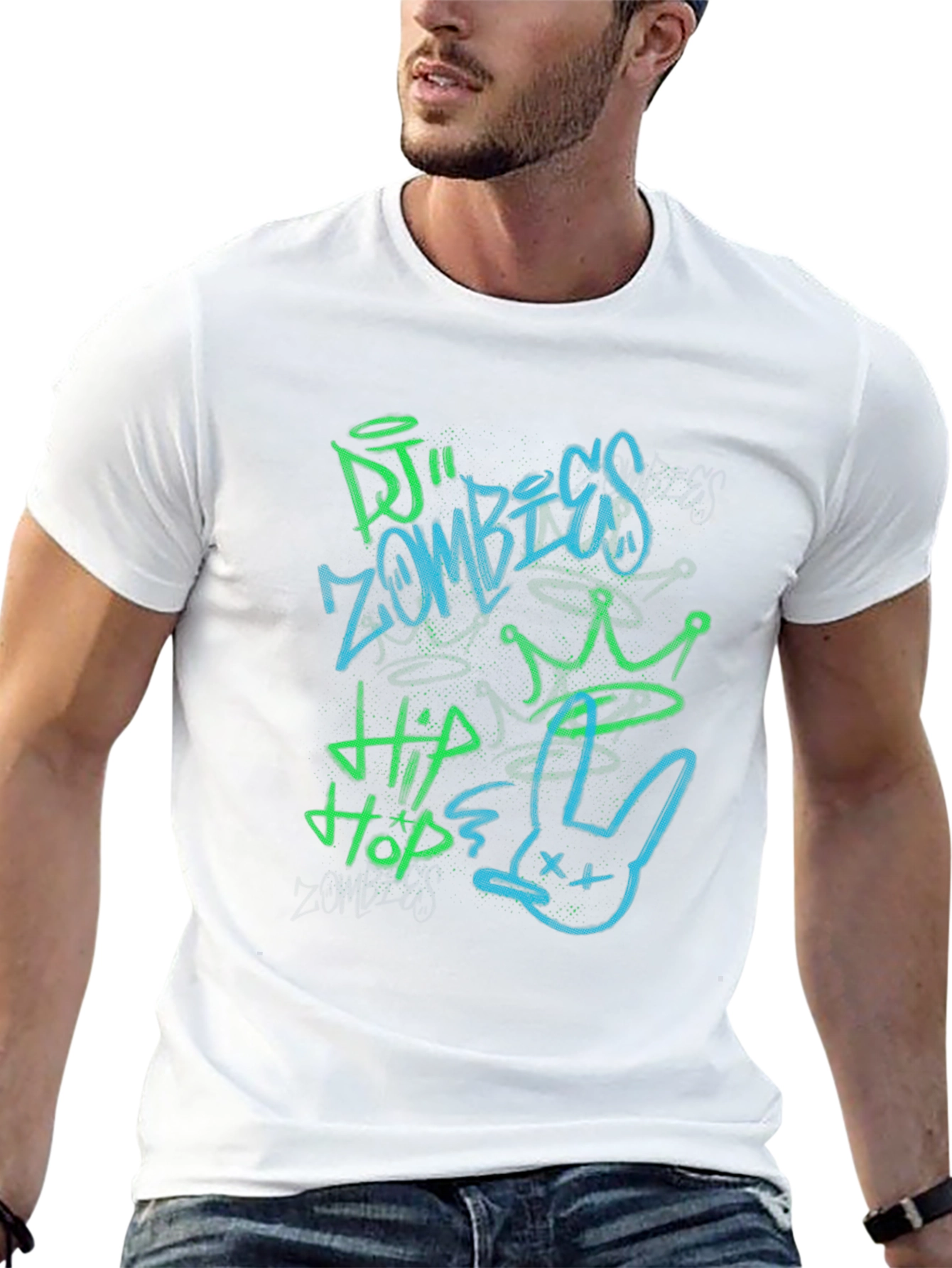 DJ Zombies Hip Hop Crown Bunny Graphic Tee