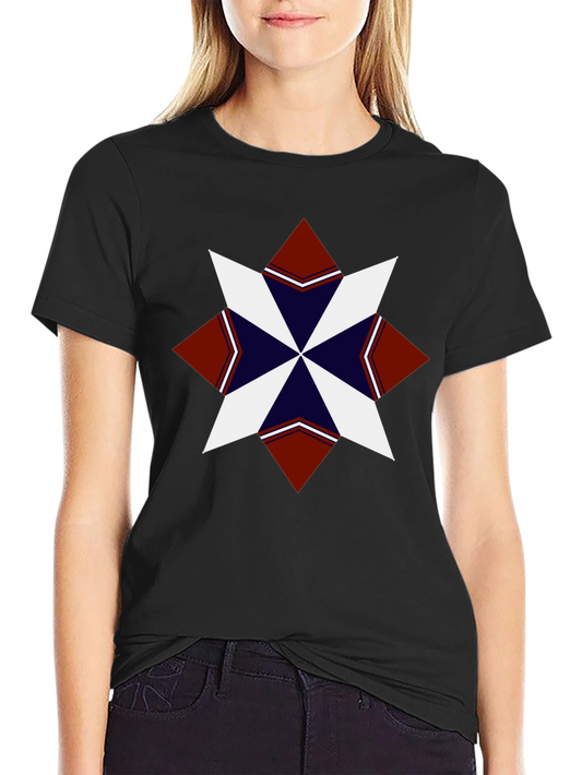 Geometric Starburst Graphic Tee - Black