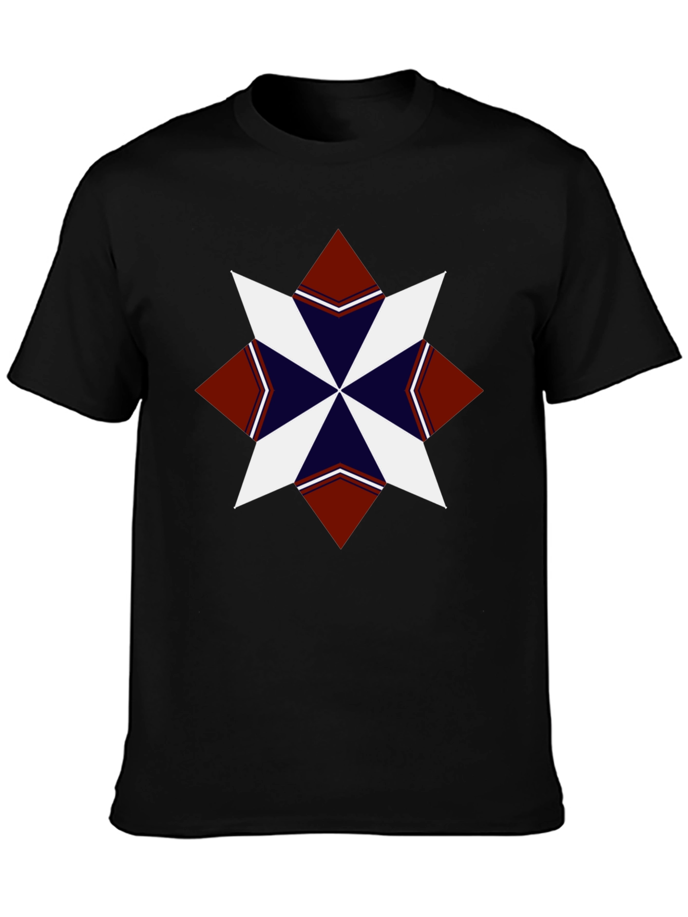 Geometric Starburst Graphic Tee - Black