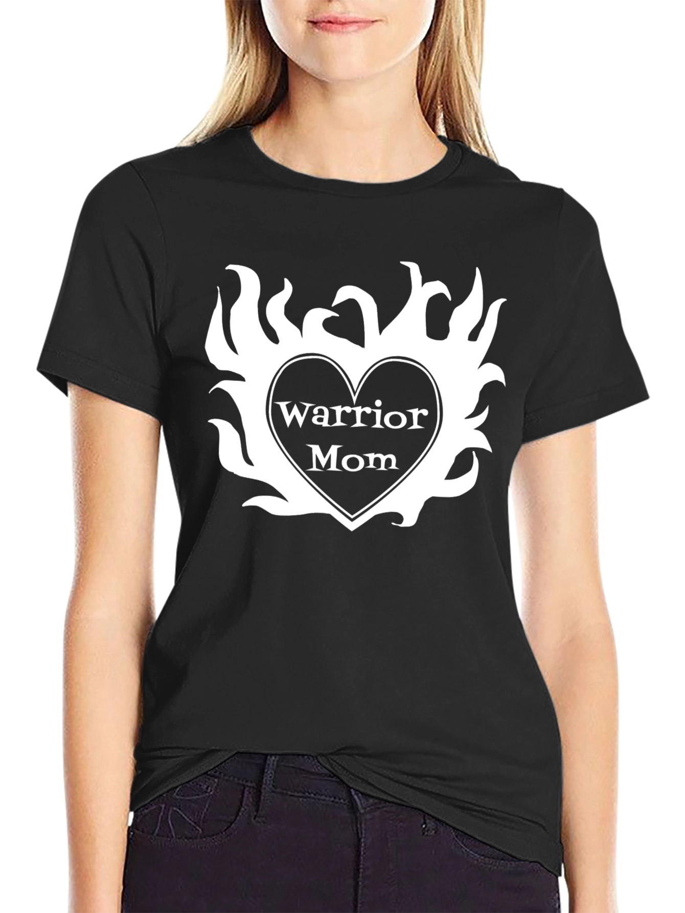 Warrior Mom Graphic Tee - Black Cotton T-Shirt