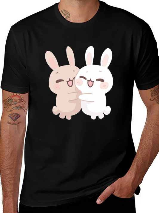 Cute Bunny Hug T-Shirt - Black