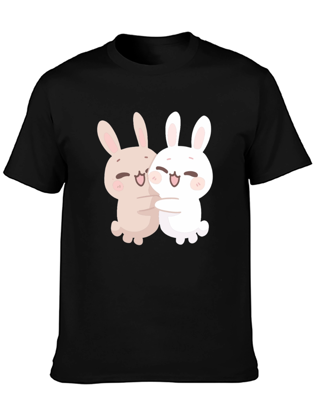 Cute Bunny Hug T-Shirt - Black