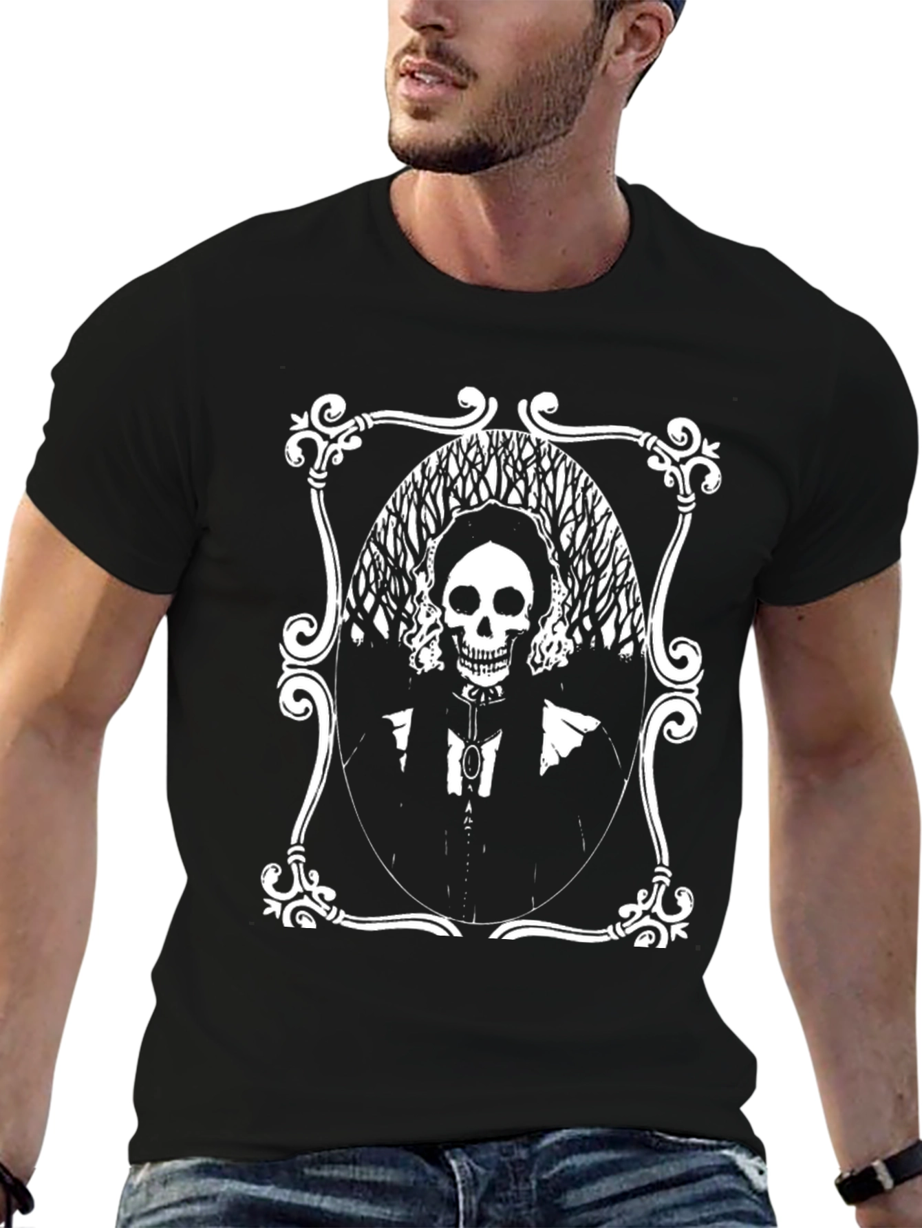 Skull Portrait Graphic Tee - Mens Black T-Shirt