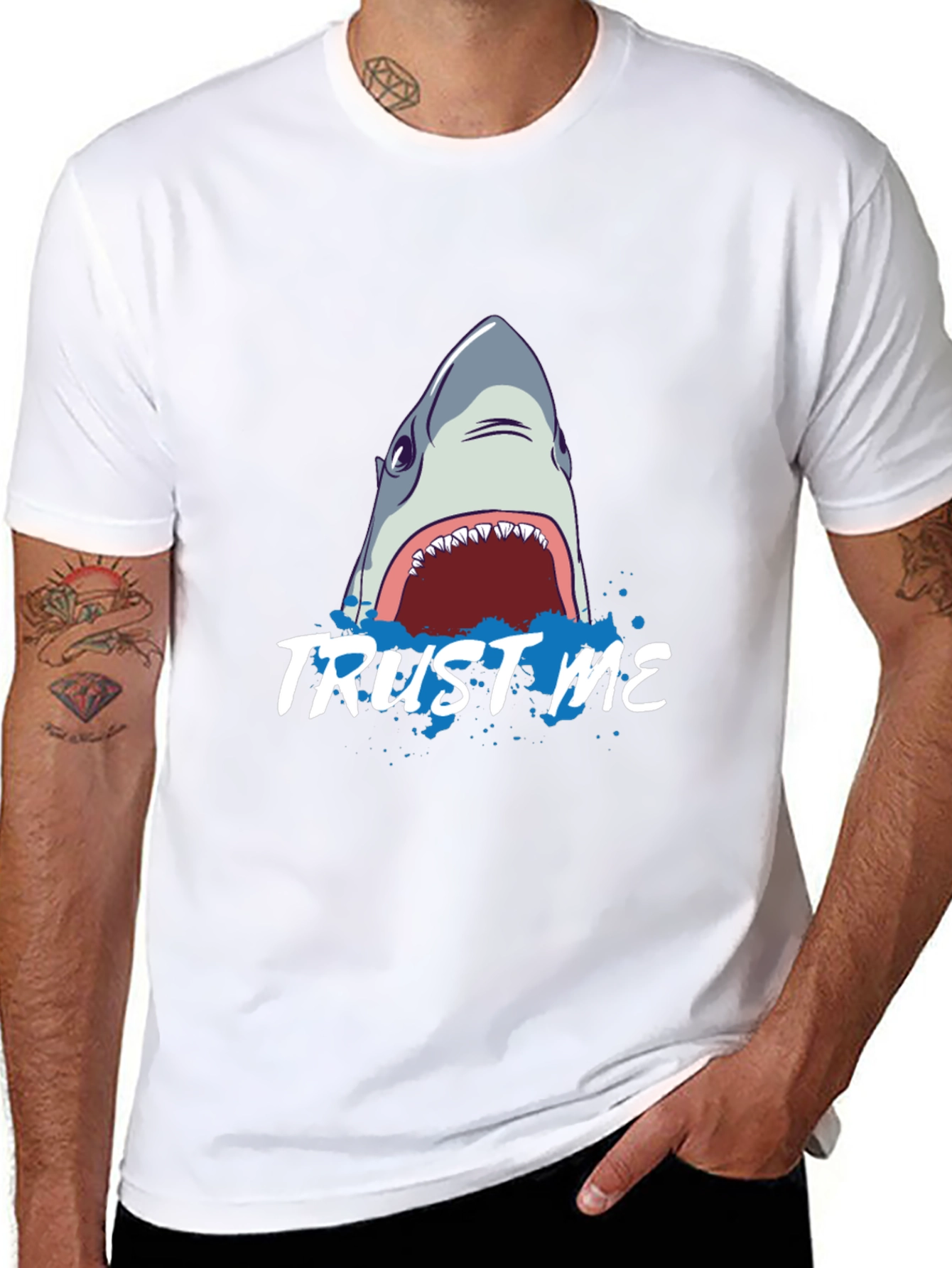 Trust Me Shark Graphic Black T-Shirt