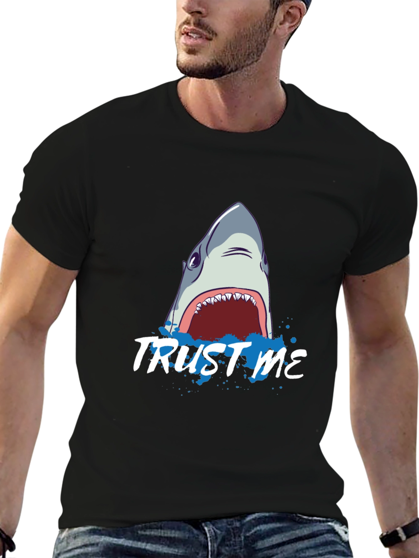 Trust Me Shark Graphic Black T-Shirt