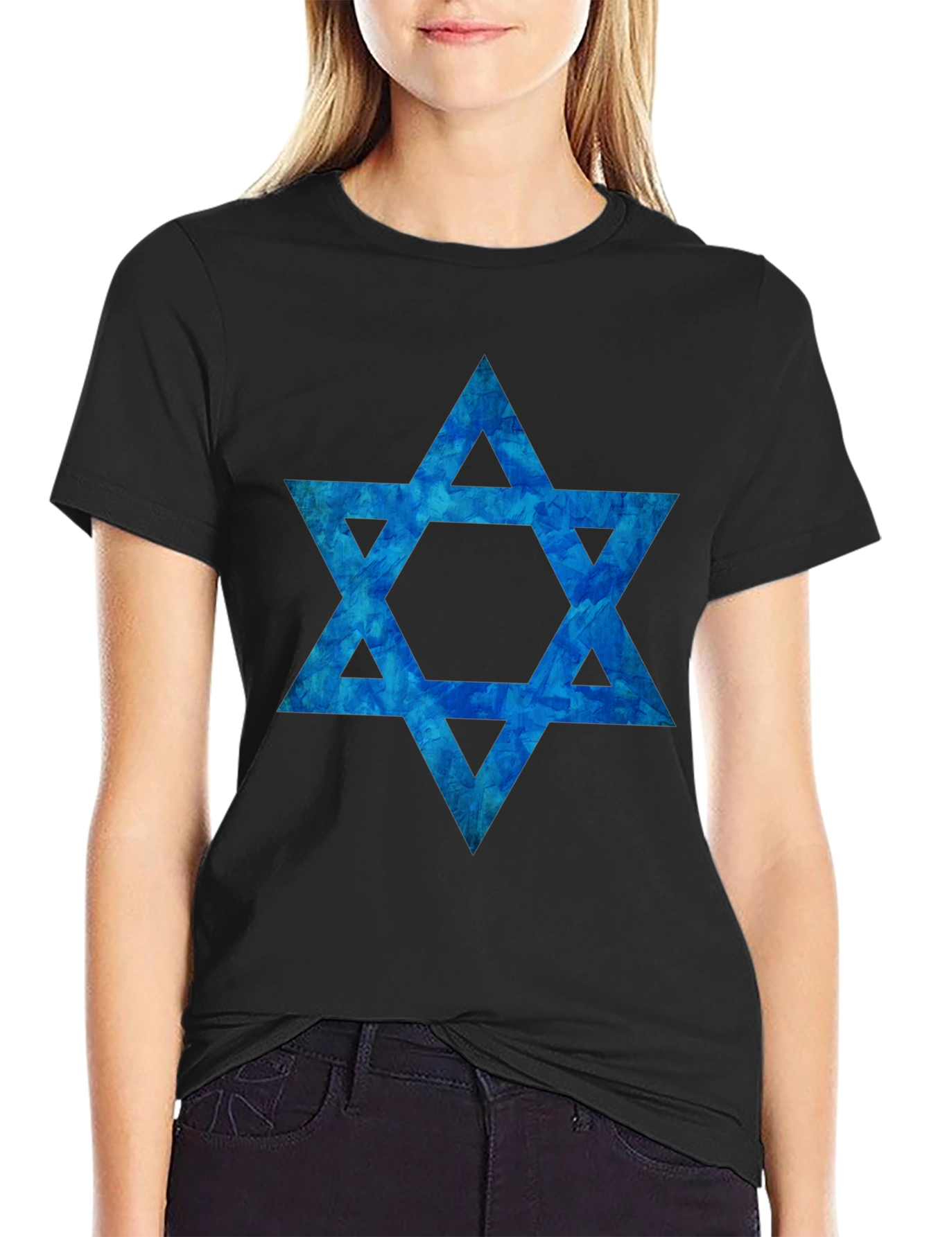 Star of David Graphic Tee - Black Cotton Blend