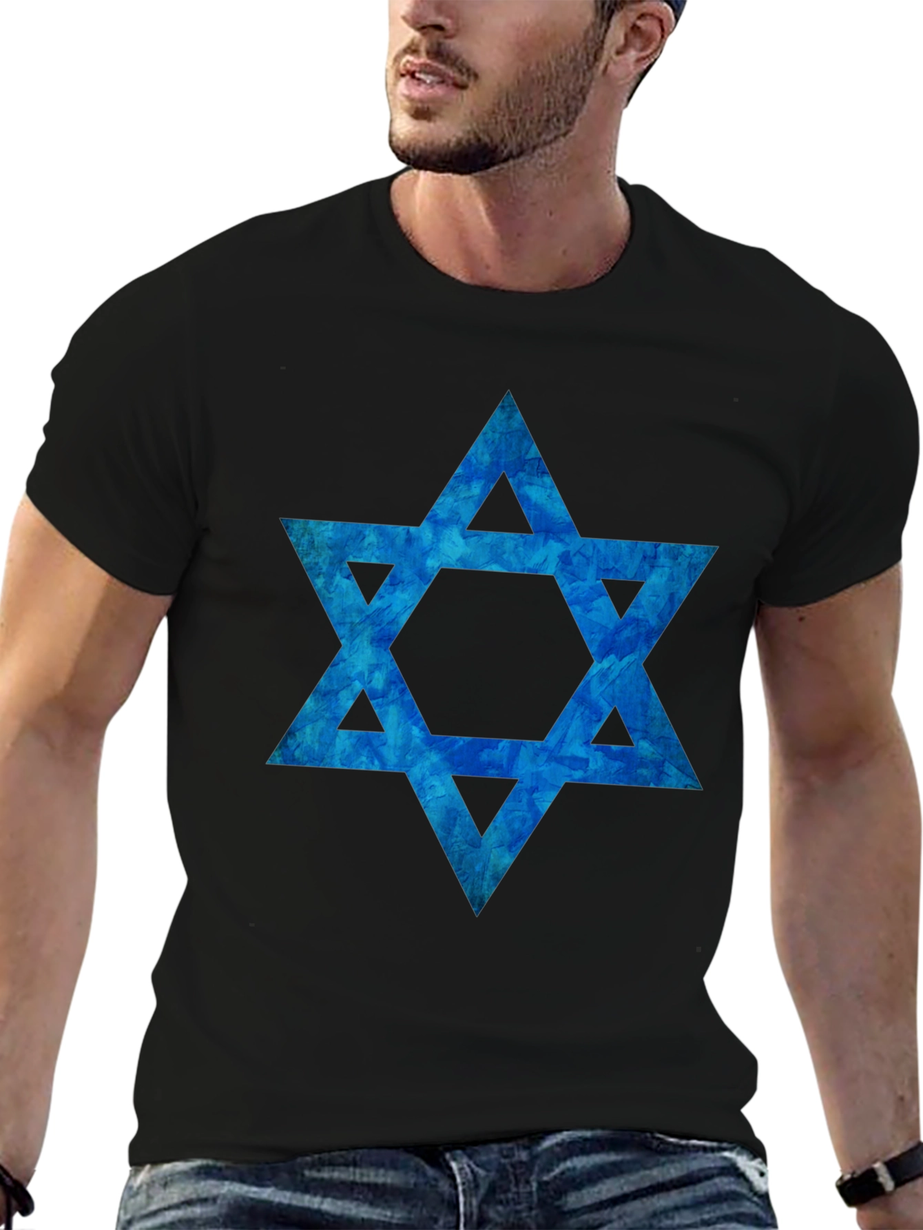 Star of David Graphic Tee - Black Cotton Blend