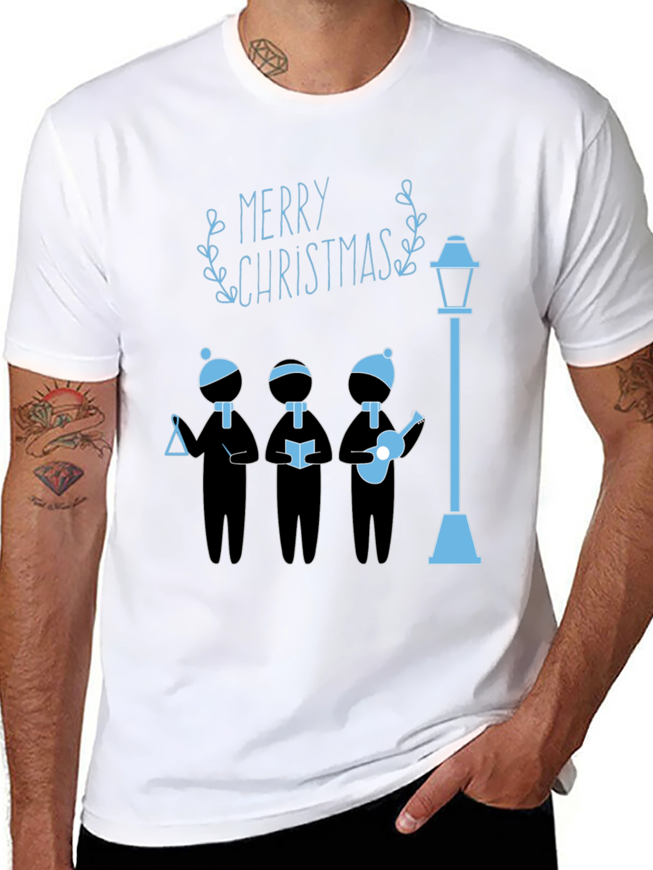 Festive Merry Christmas Caroler Graphic Tee