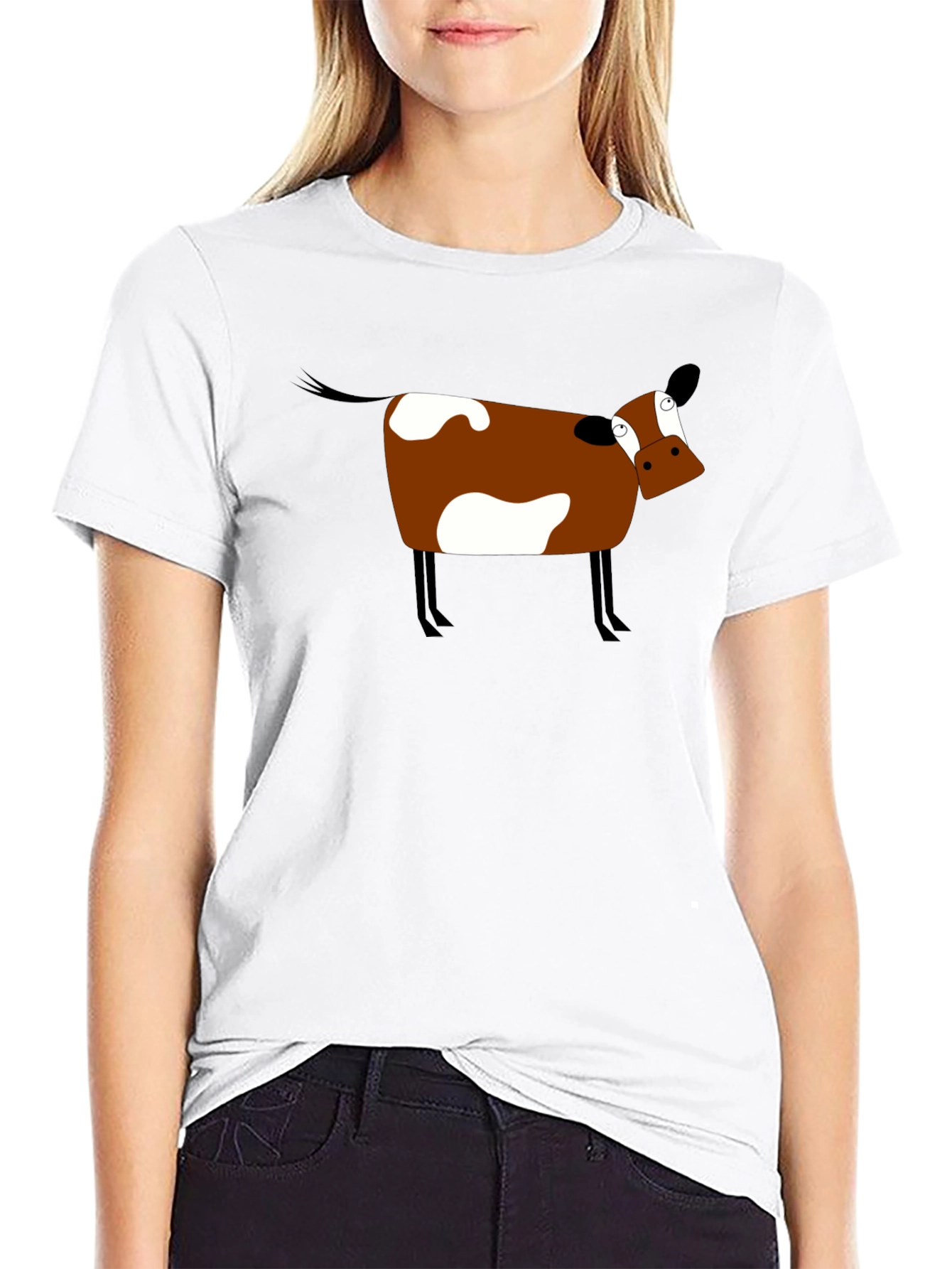 Funny Cow Graphic Tee - Black Cotton T-Shirt