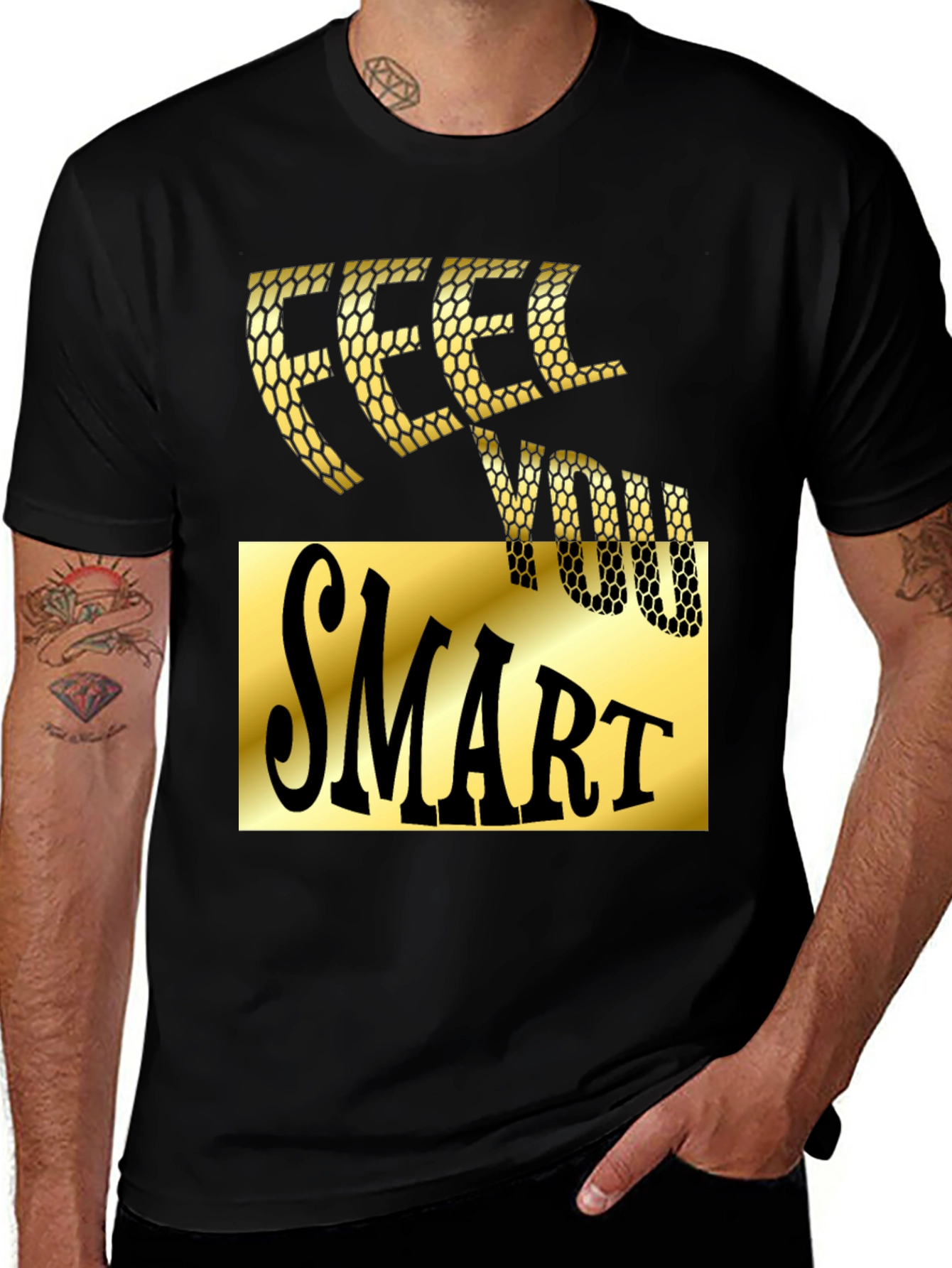 Feel You Smart Black Graphic Tee