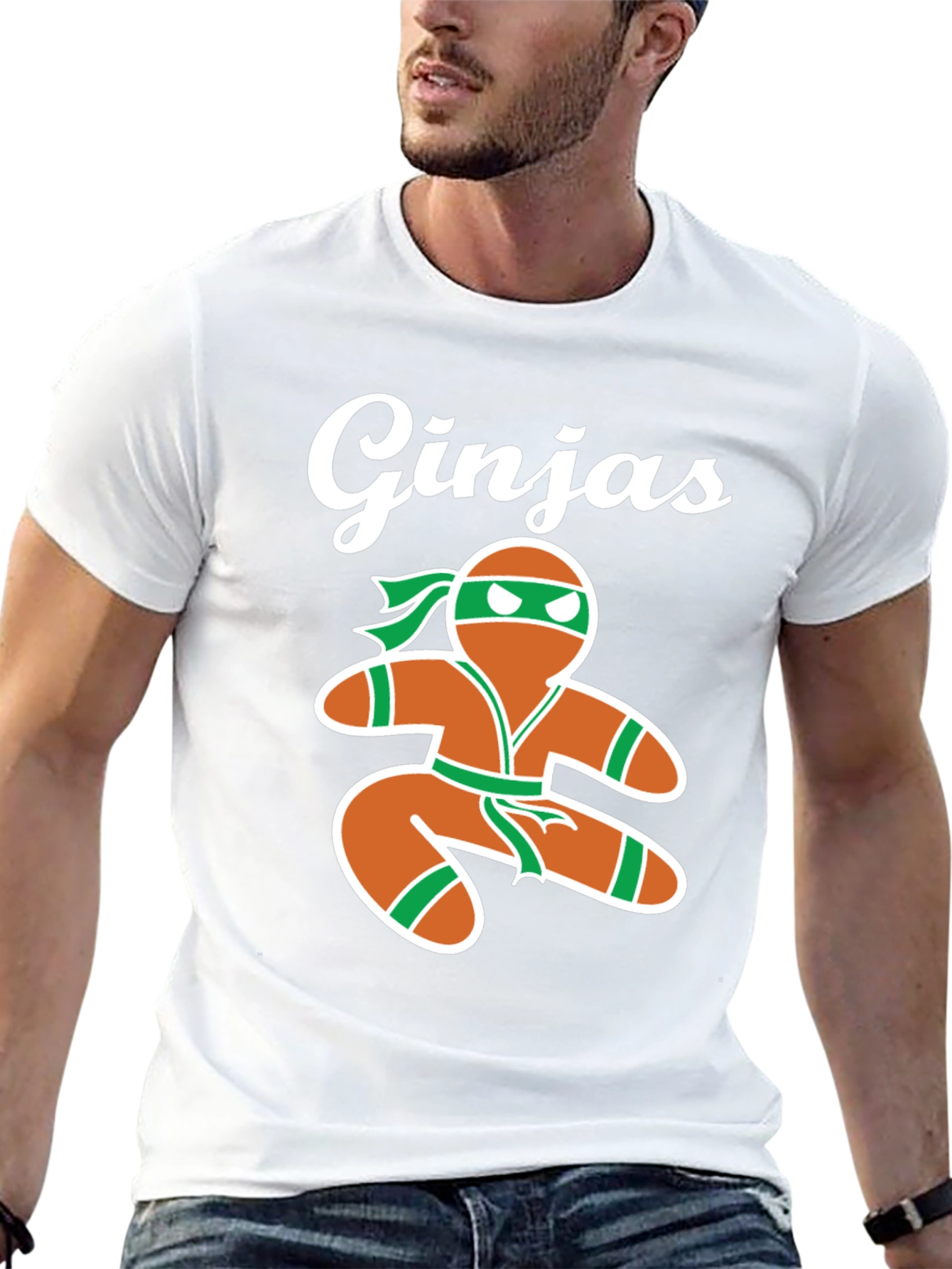 Gingerbread Ninja Mens Black T-Shirt