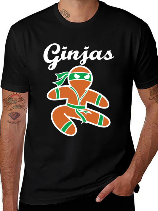 Gingerbread Ninja Mens Black T-Shirt