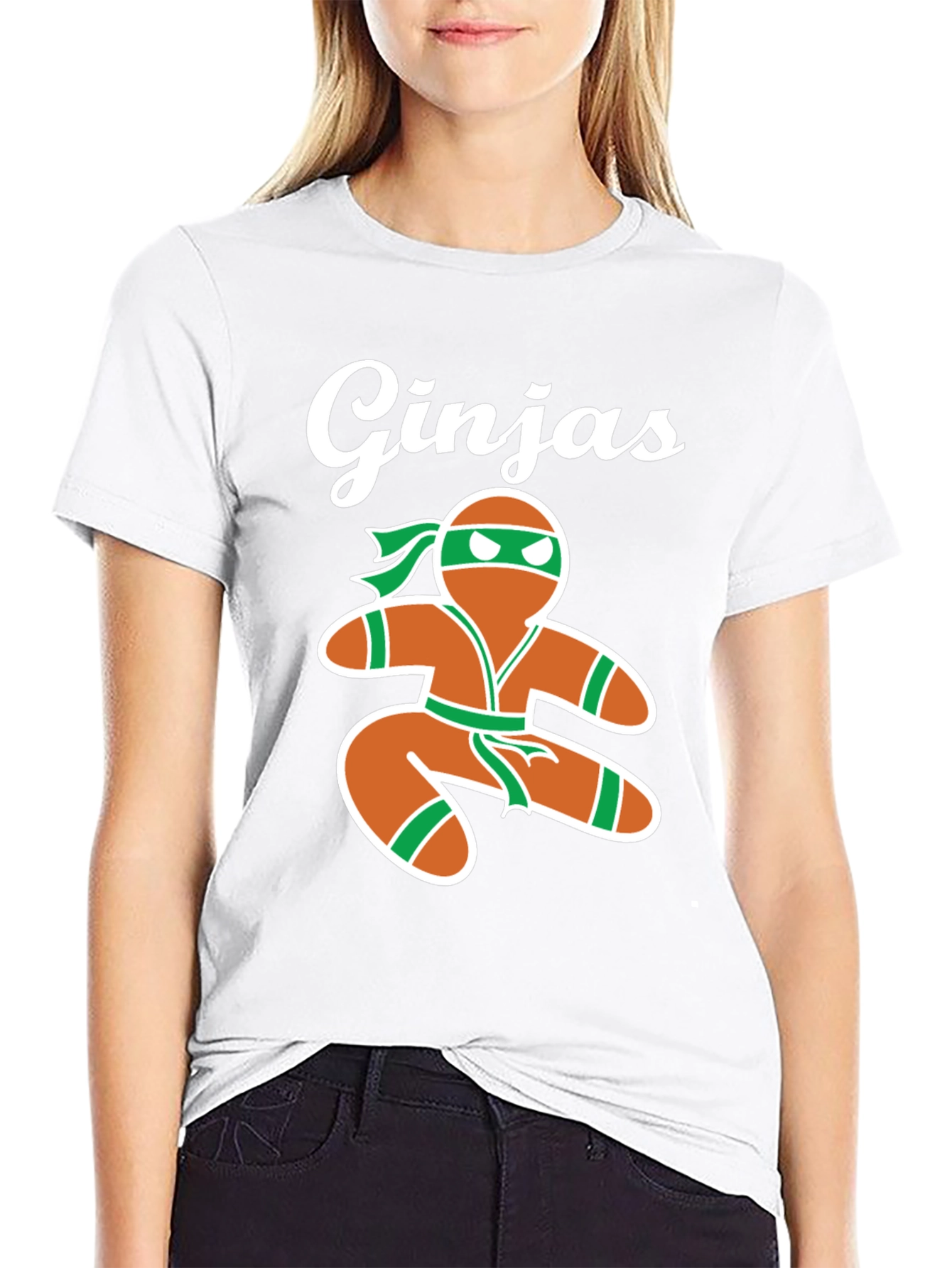 Gingerbread Ninja Mens Black T-Shirt