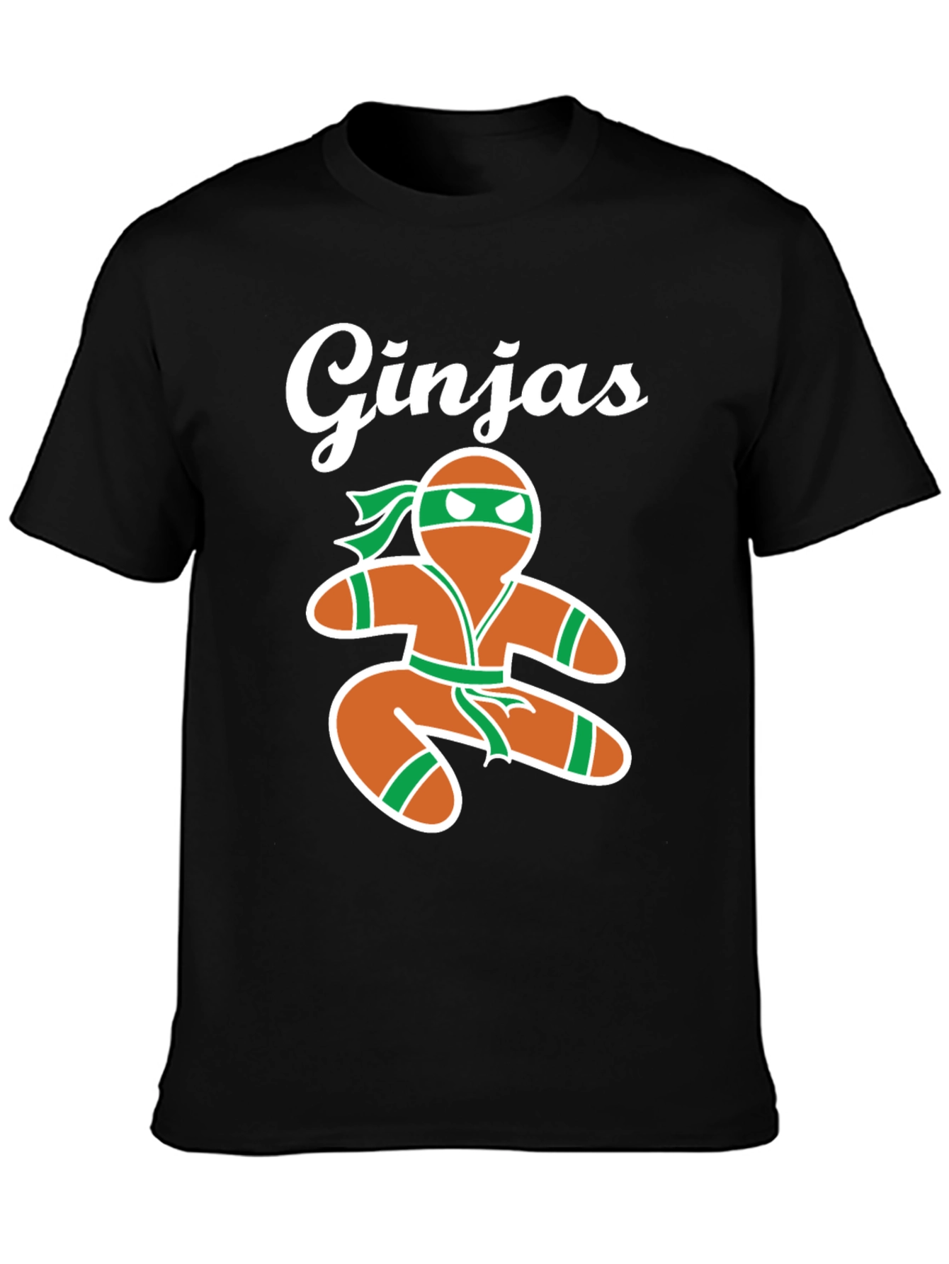Gingerbread Ninja Mens Black T-Shirt
