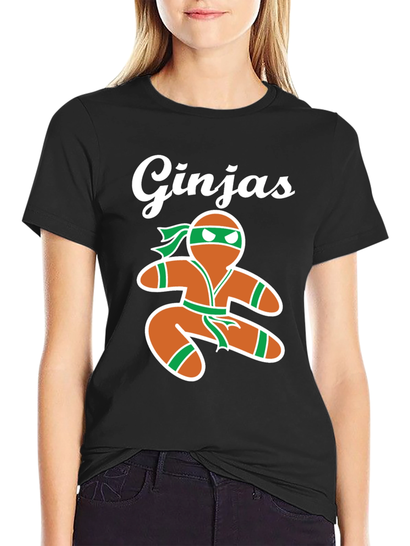 Gingerbread Ninja Mens Black T-Shirt