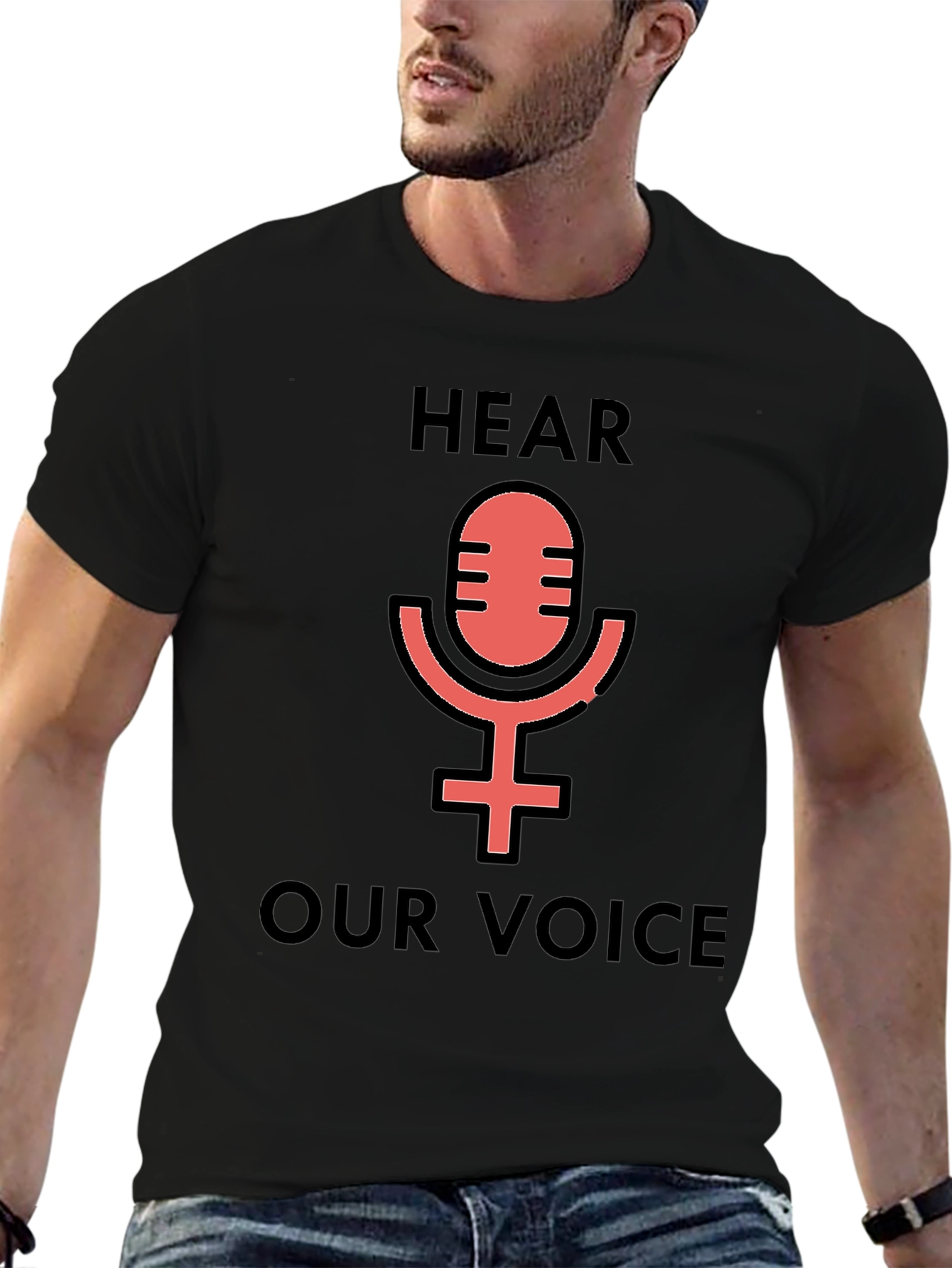 Hear Our Voice Graphic Tee - Feminist Microphone Shirt