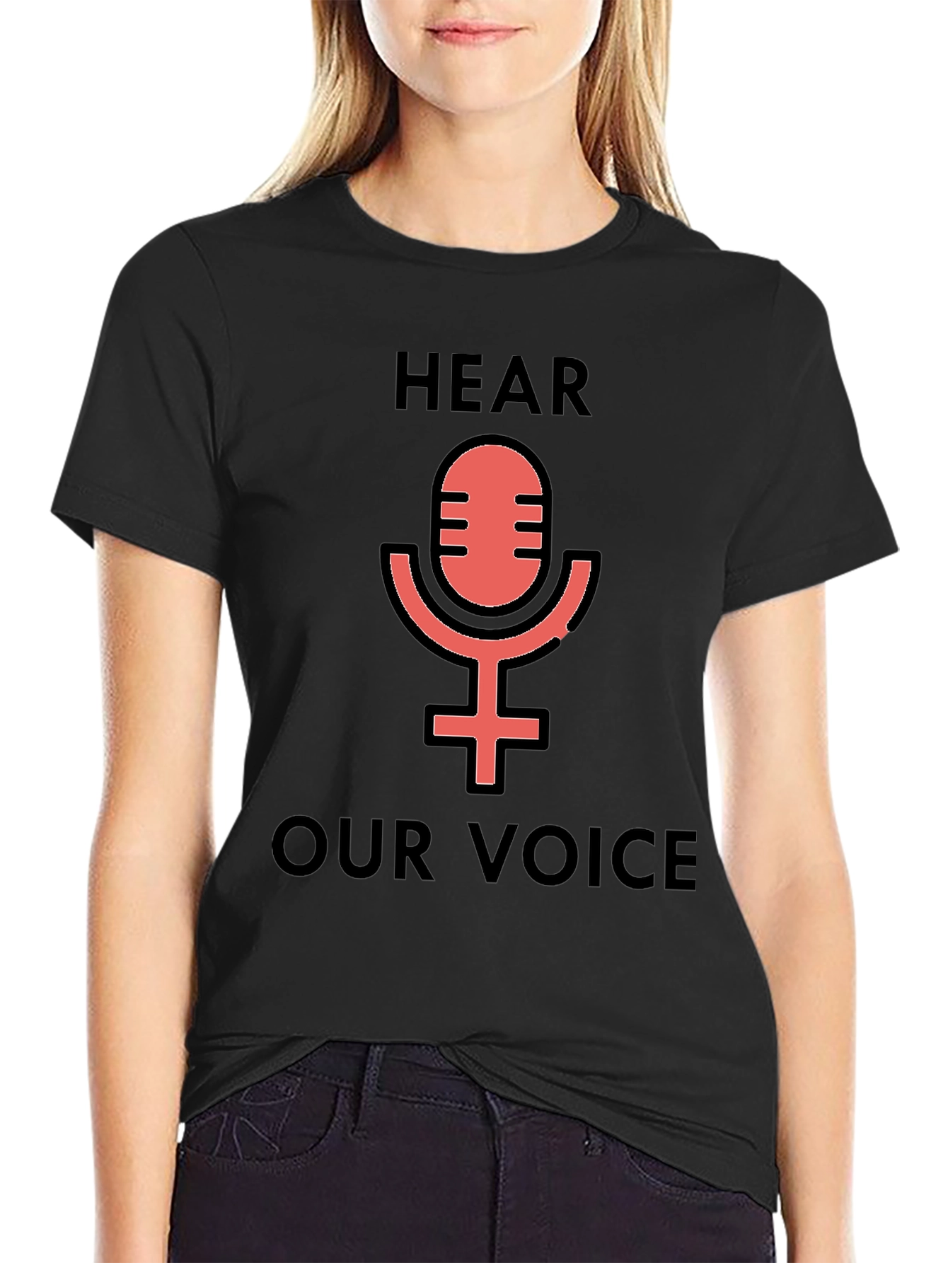 Hear Our Voice Graphic Tee - Feminist Microphone Shirt