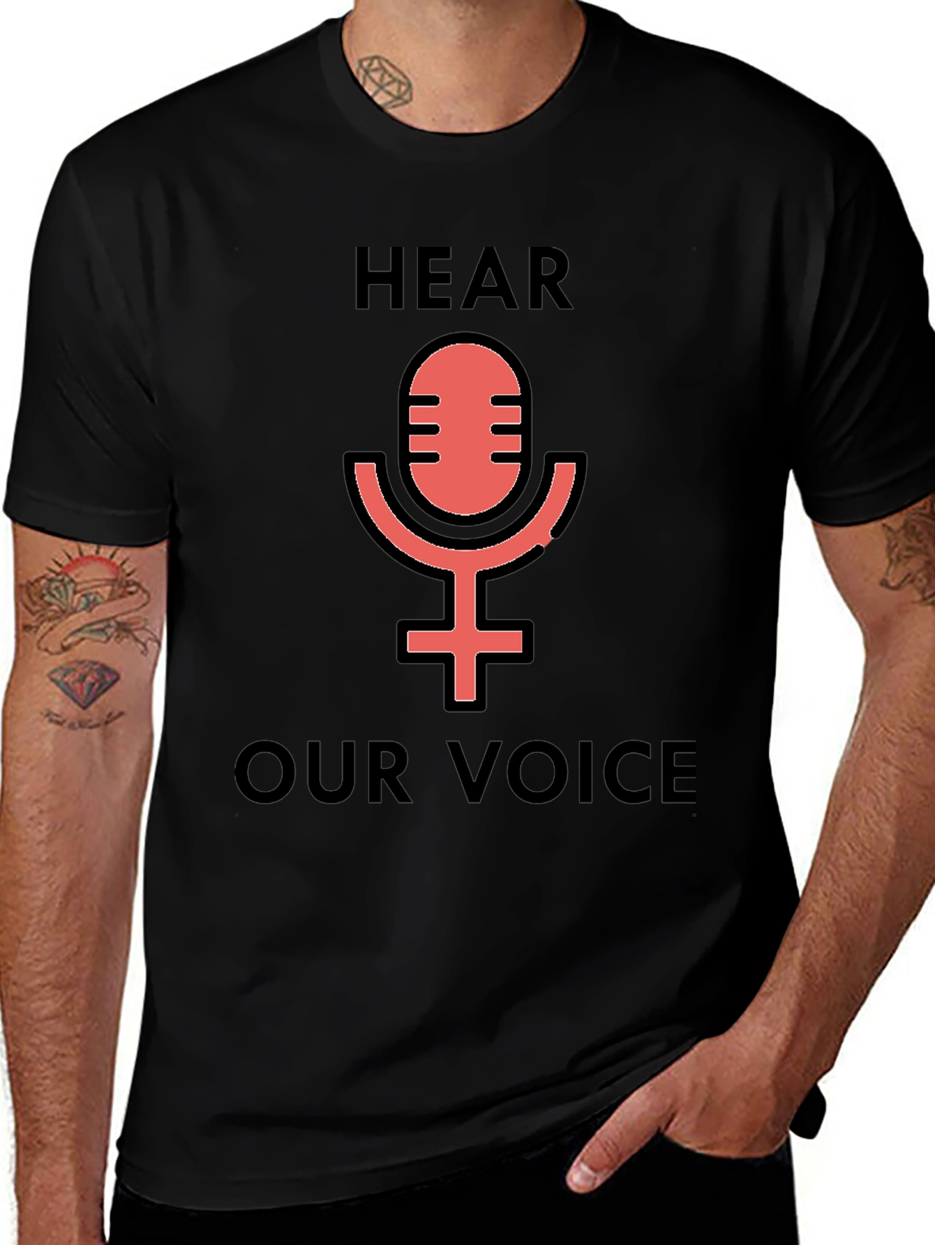 Hear Our Voice Graphic Tee - Feminist Microphone Shirt