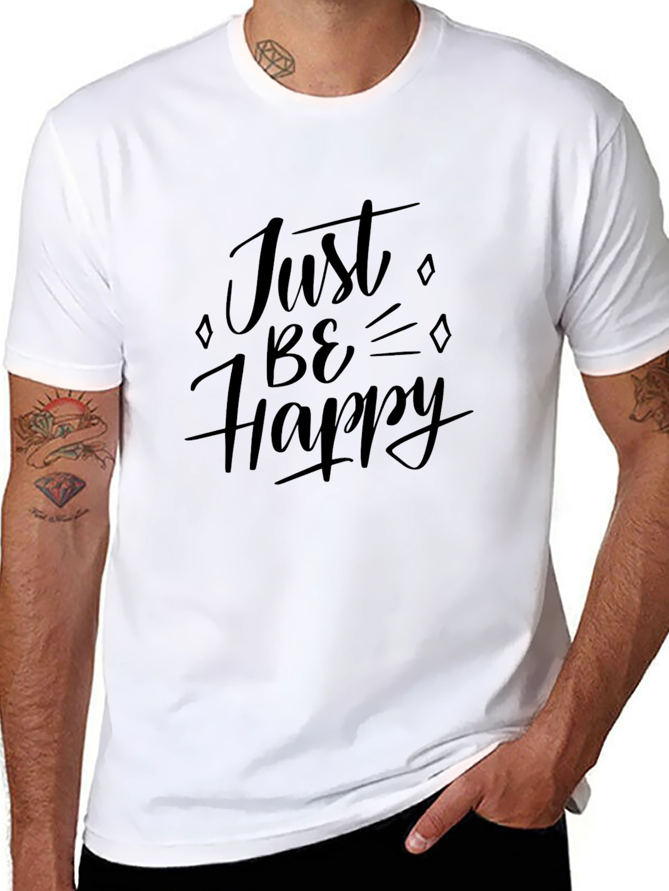 Just Be Happy Graphic T-Shirt - Black