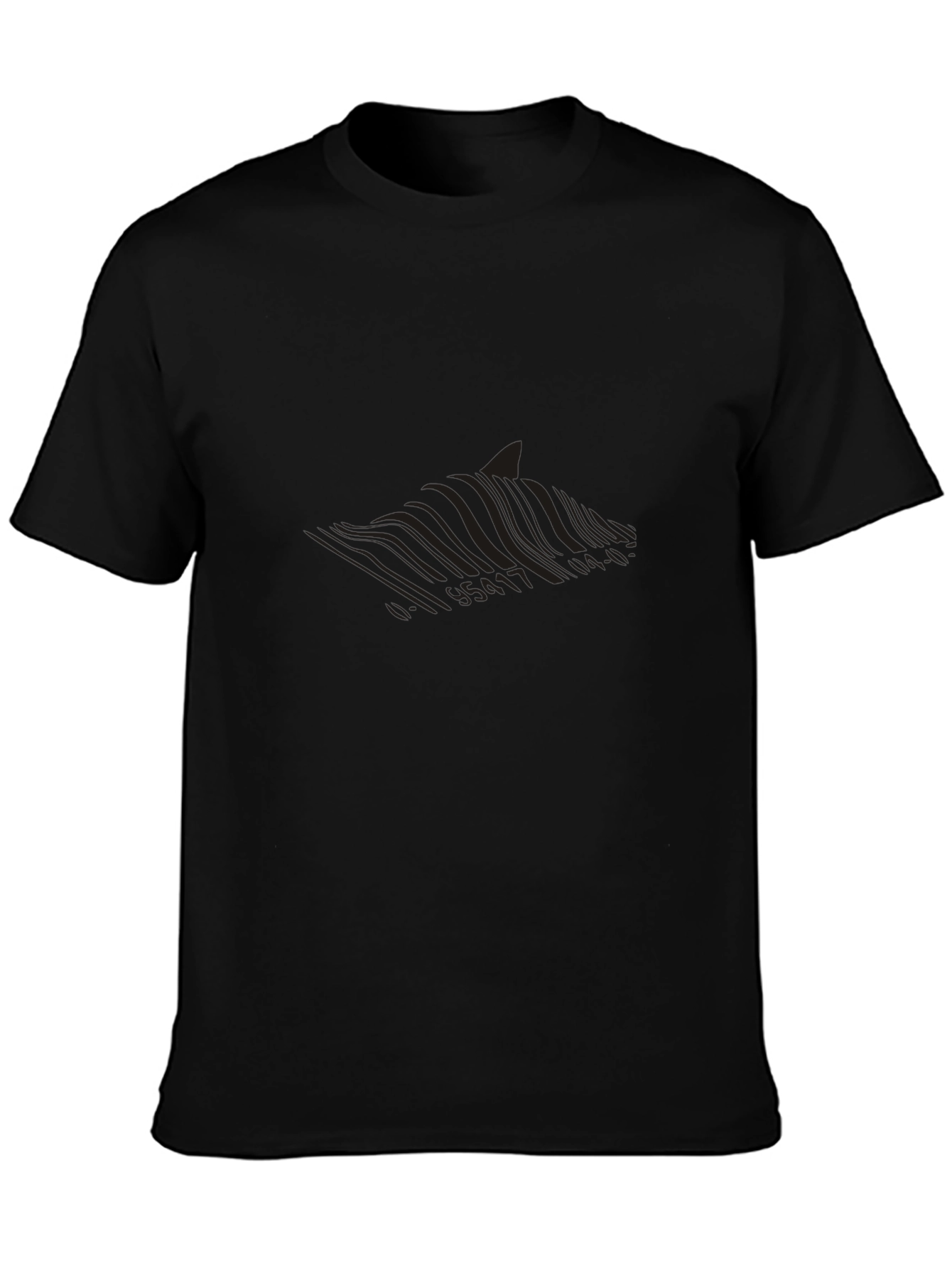 Mens Black Graphic Tee - Subtle Wave Design