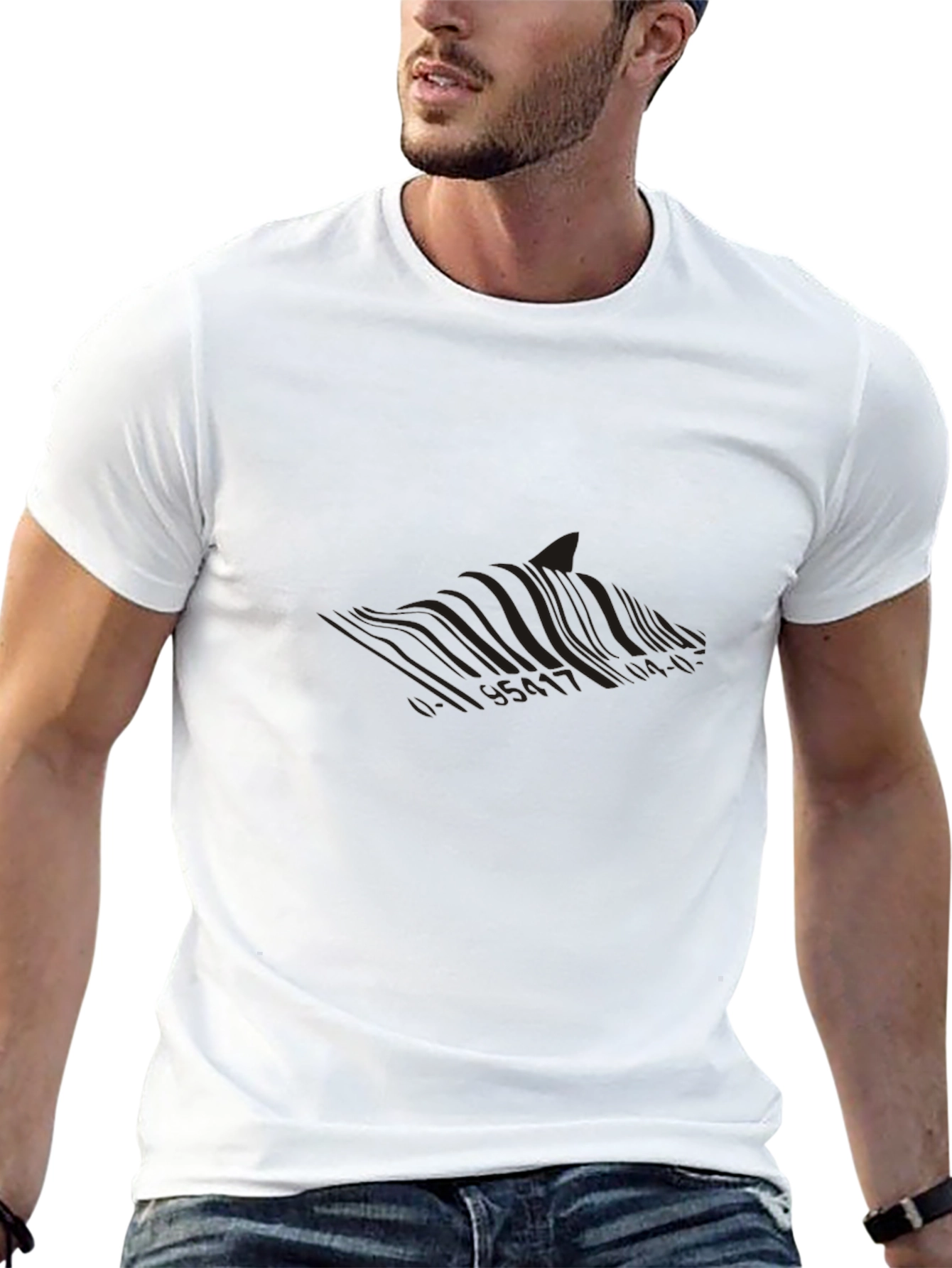 Mens Black Graphic Tee - Subtle Wave Design