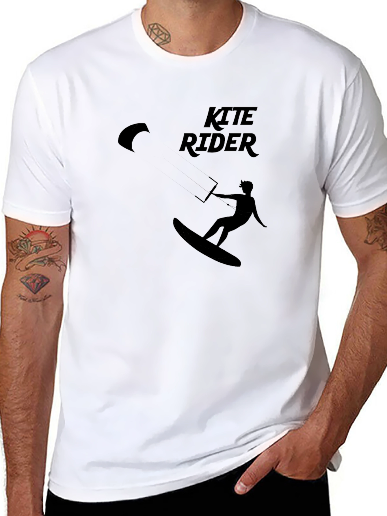 Kite Rider Black Graphic Tee - Surfing & Kitesurfing
