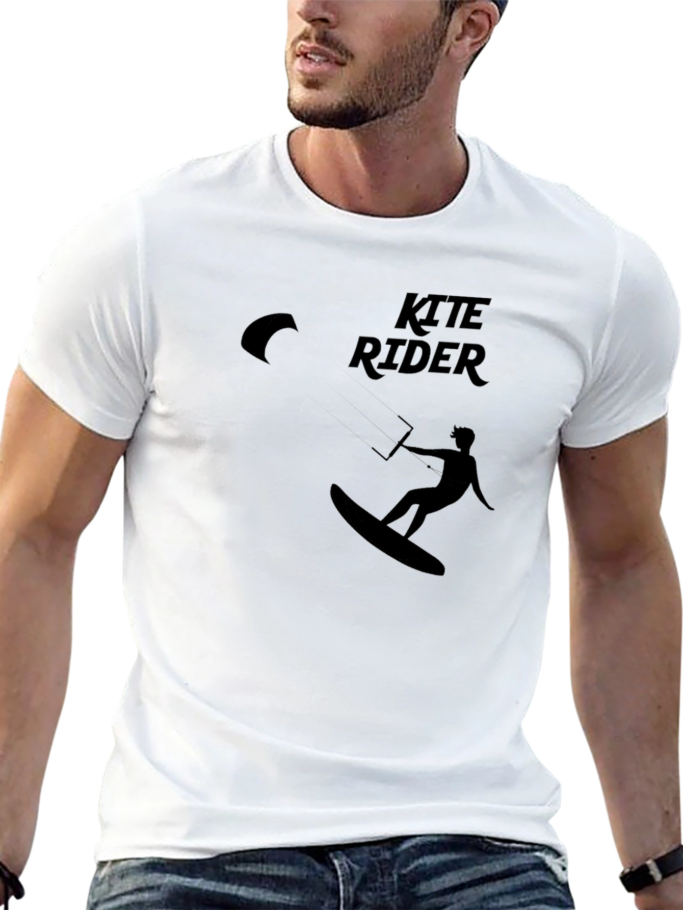 Kite Rider Black Graphic Tee - Surfing & Kitesurfing