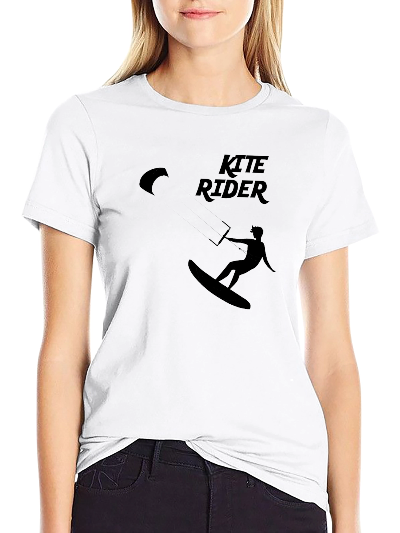 Kite Rider Black Graphic Tee - Surfing & Kitesurfing