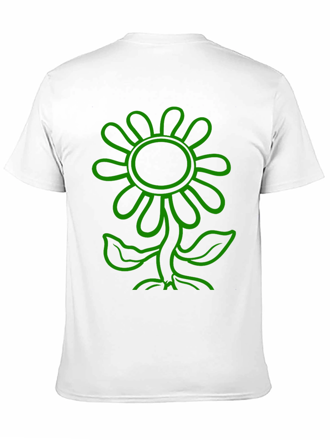 Green Flower Graphic Black T-Shirt