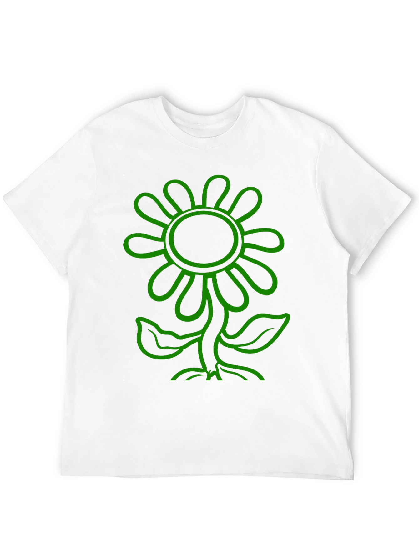 Green Flower Graphic Black T-Shirt