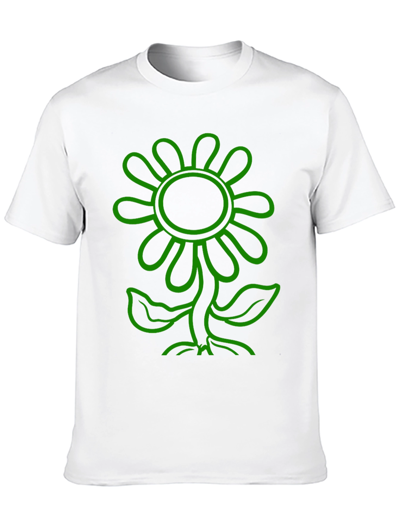 Green Flower Graphic Black T-Shirt