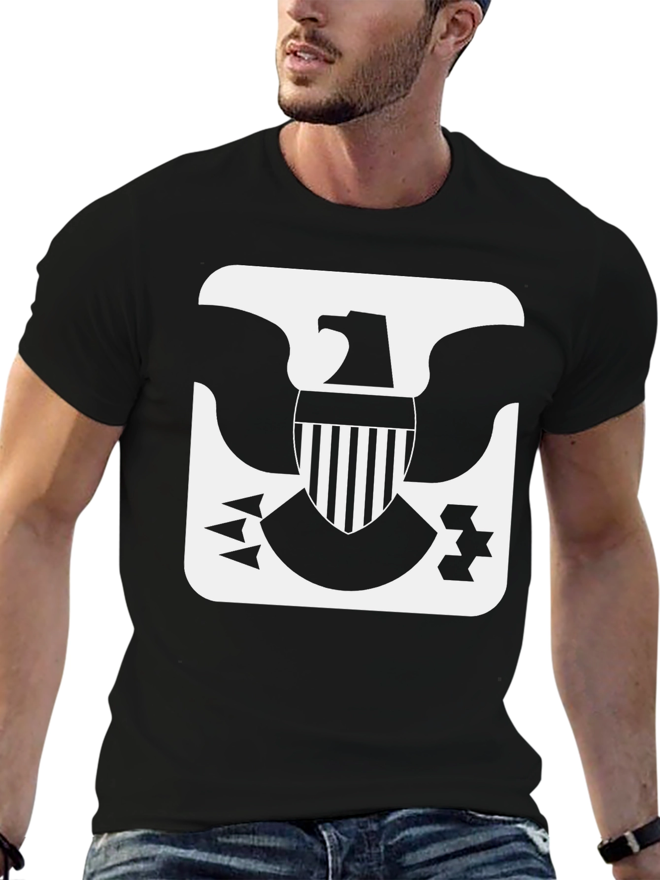Eagle Emblem Graphic Tee - Black Casual Shirt