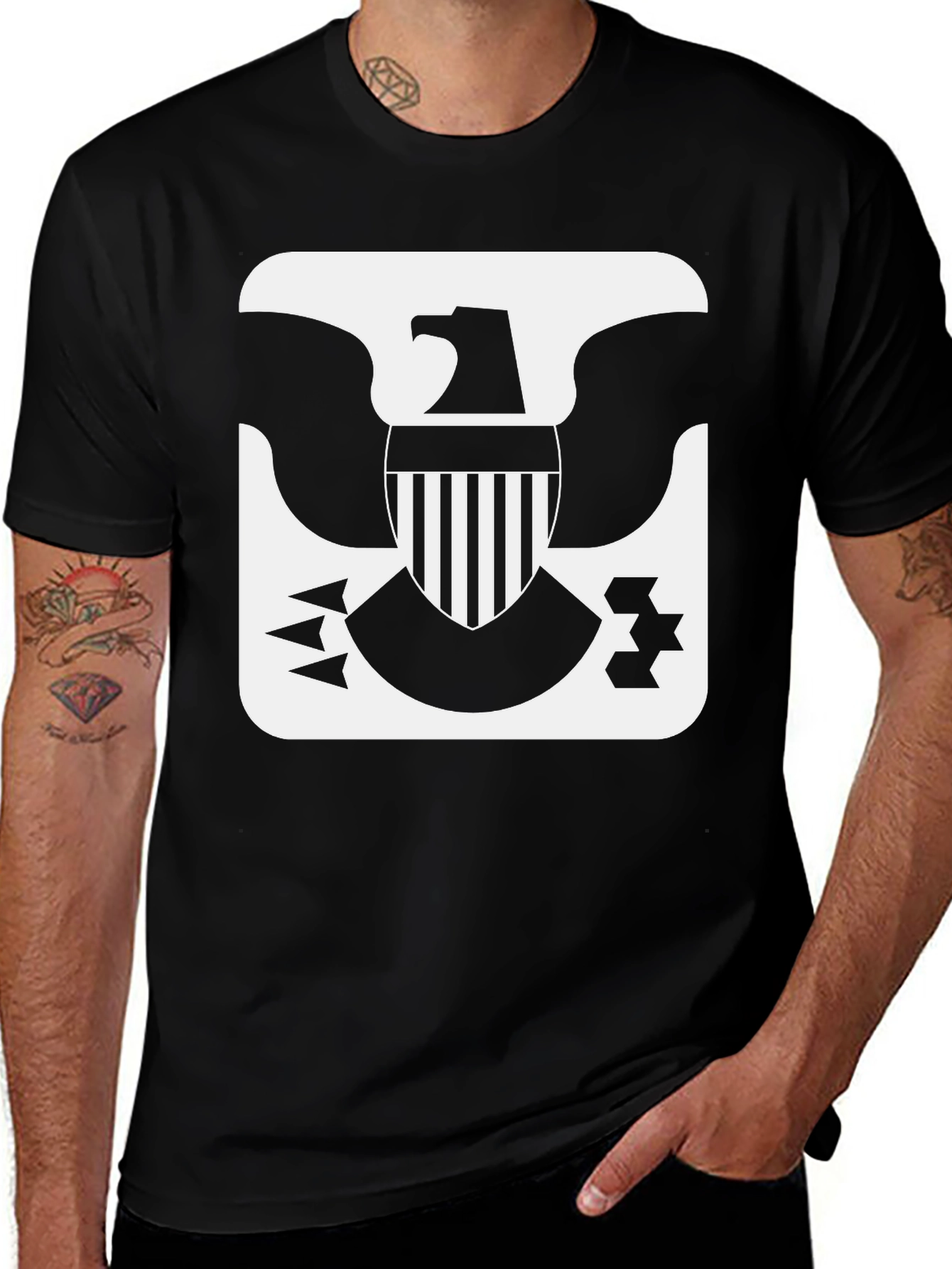 Eagle Emblem Graphic Tee - Black Casual Shirt