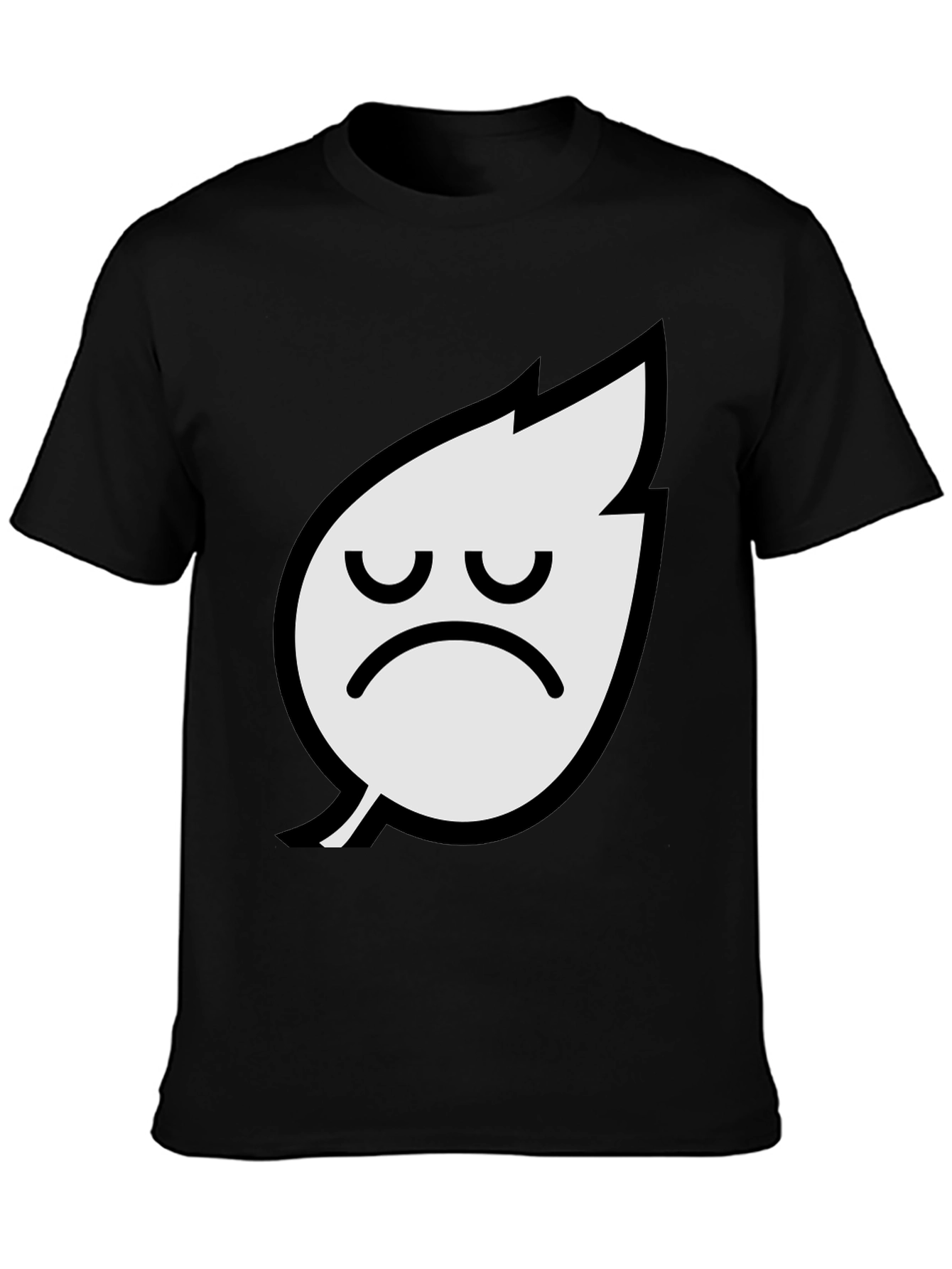 Sad Leaf Graphic Tee - Black Cotton T-Shirt