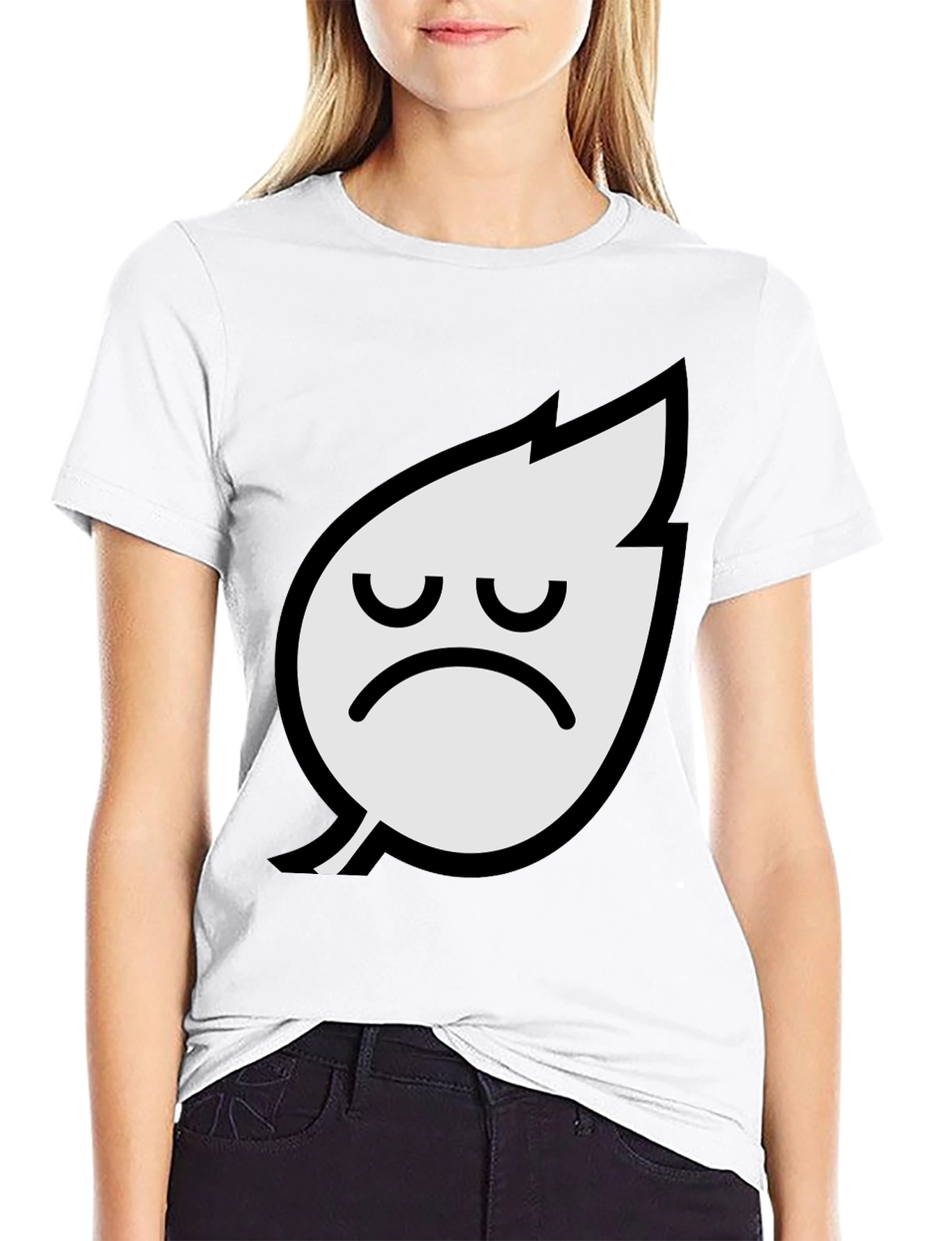 Sad Leaf Graphic Tee - Black Cotton T-Shirt