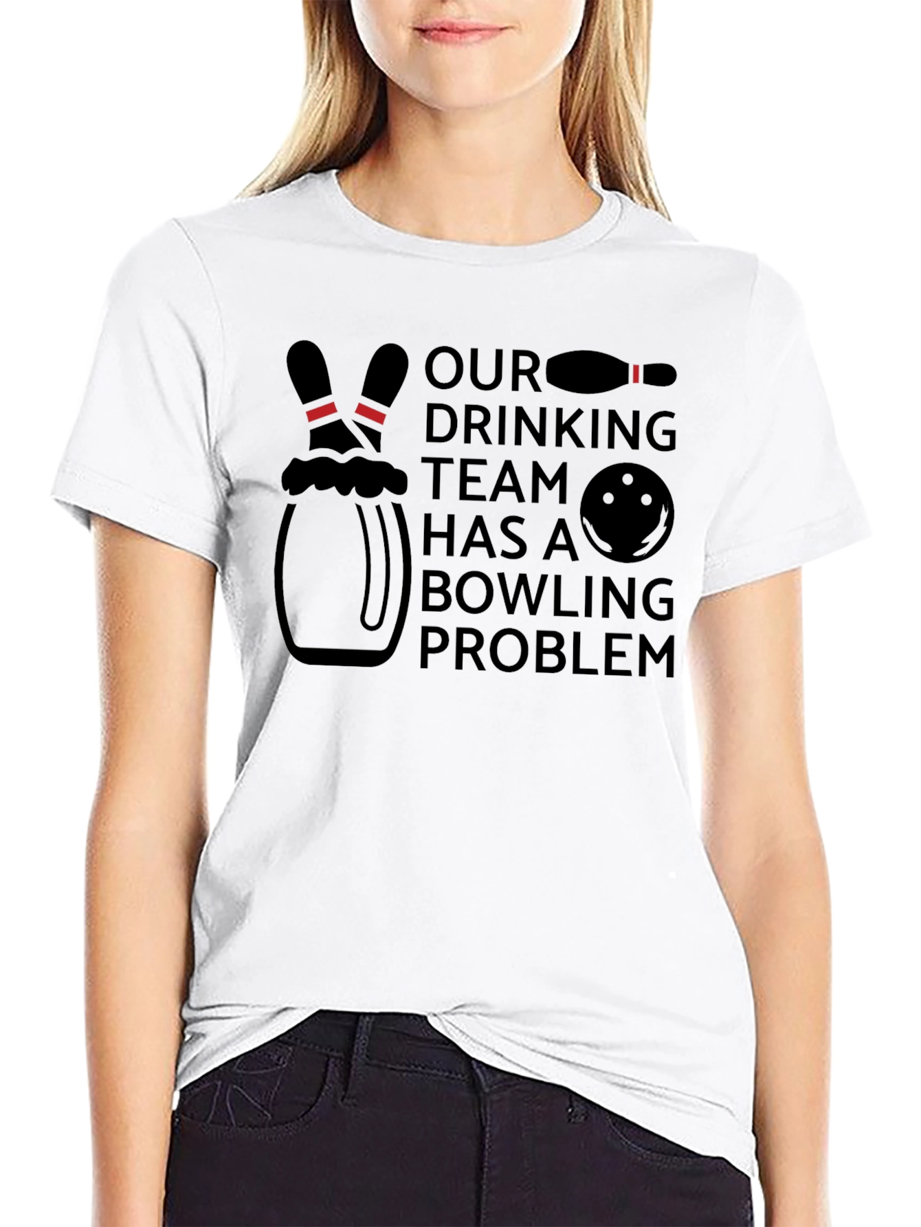 Bowling Team Problem Black T-Shirt