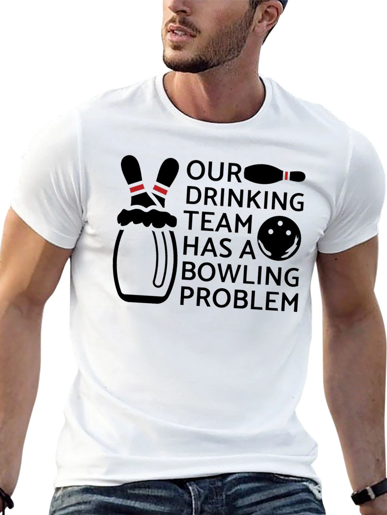 Bowling Team Problem Black T-Shirt
