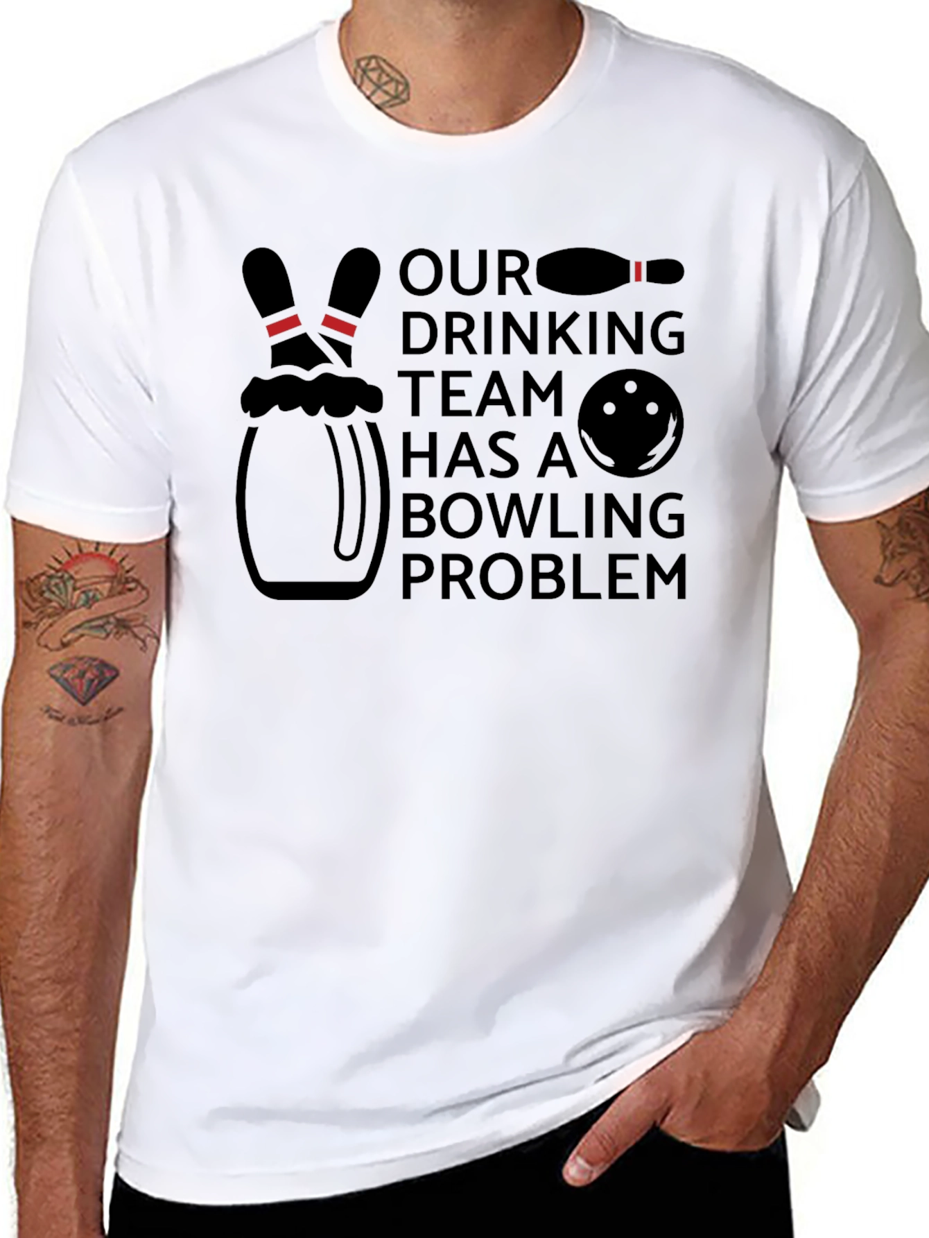 Bowling Team Problem Black T-Shirt