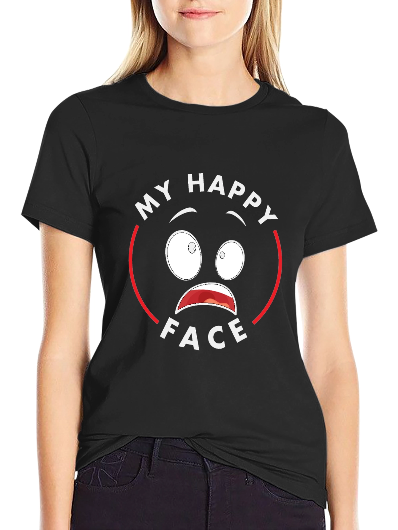 My Happy Face Graphic T-Shirt - Mens Black Tee