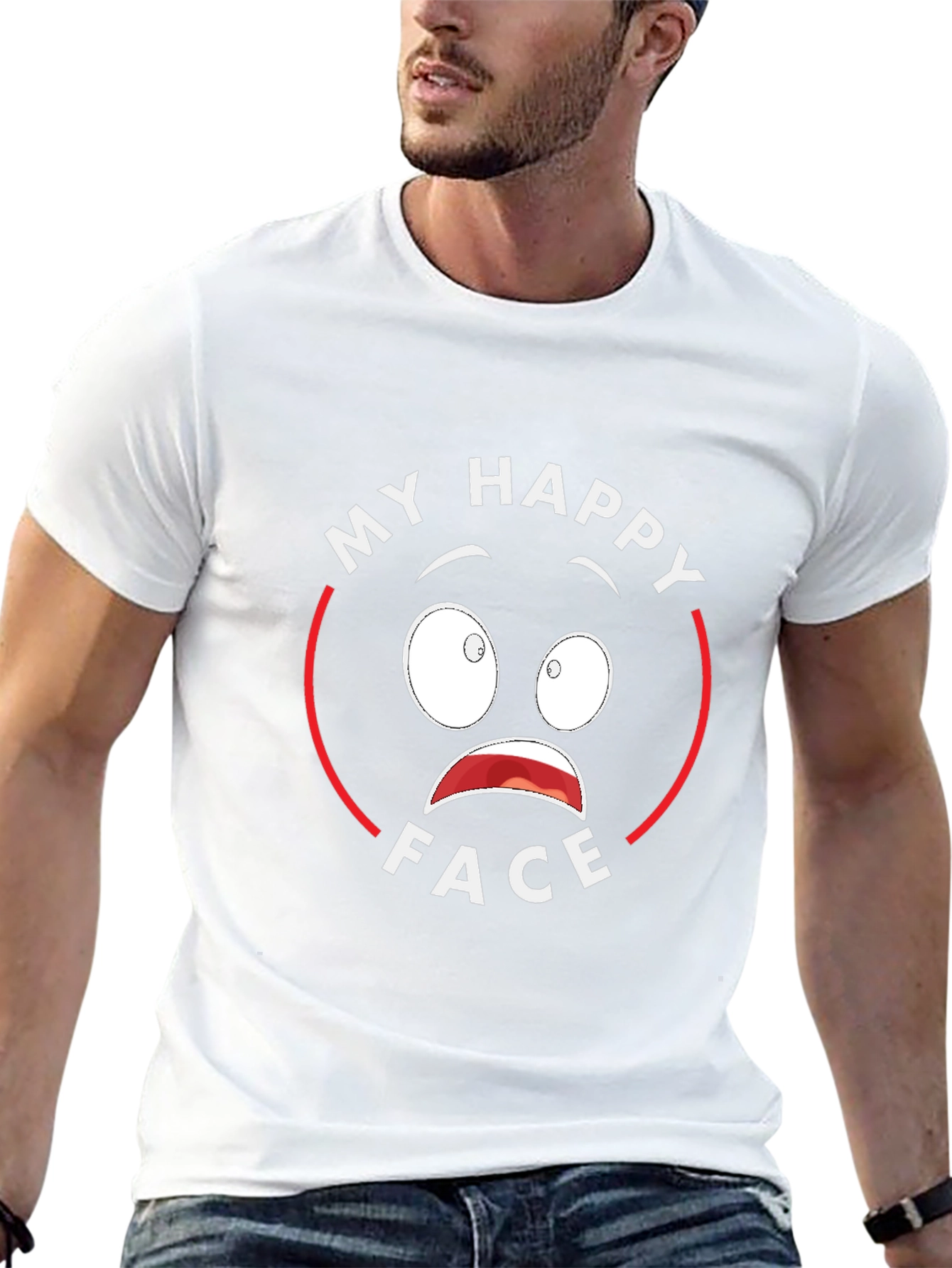 My Happy Face Graphic T-Shirt - Mens Black Tee