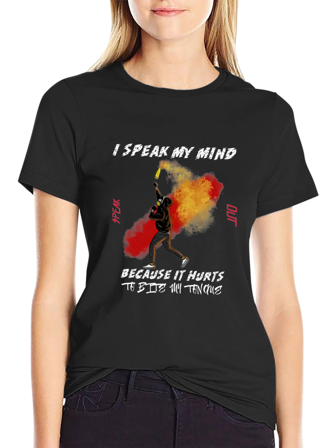 Speak My Mind Graphic T-Shirt - Black